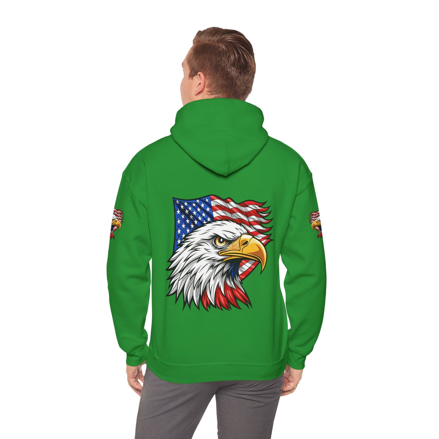 Princess Grace Patriotic Eagle Hoodie Unisex Heavy Blend Sweatshirt with American Flag Design