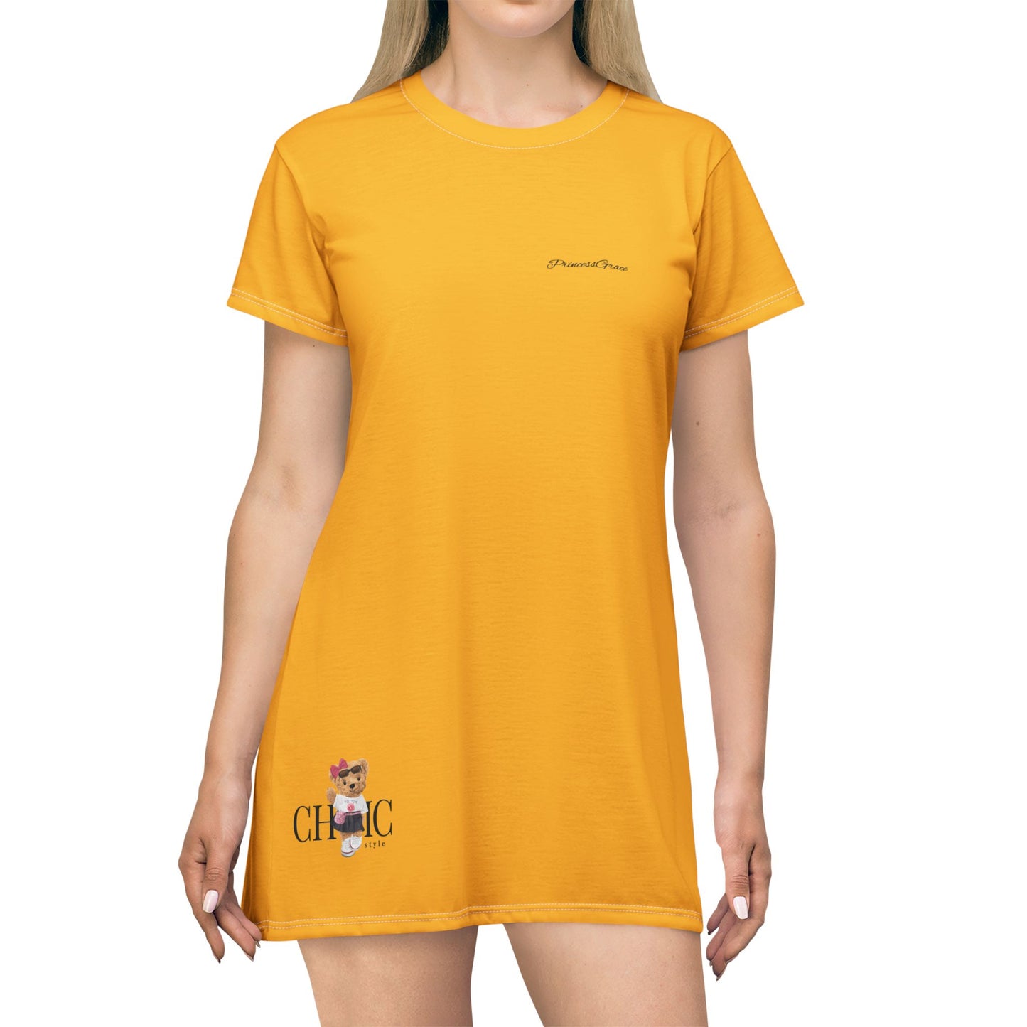 Princess Grace Chic & Cute Yellow T-Shirt Dress for Casual Summer Style