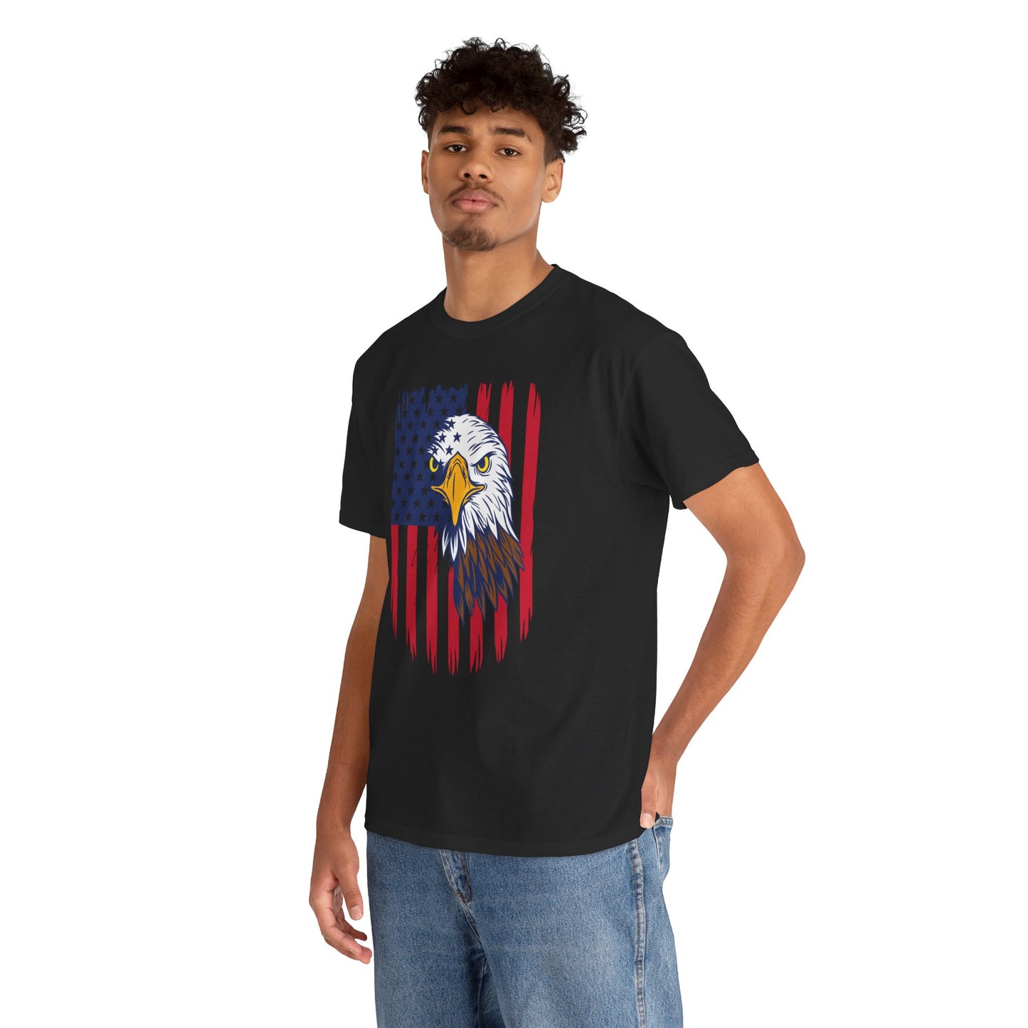 Princess Grace Eagle & American Flag Unisex Heavy Cotton Tee Patriotic Apparel for All Occasions