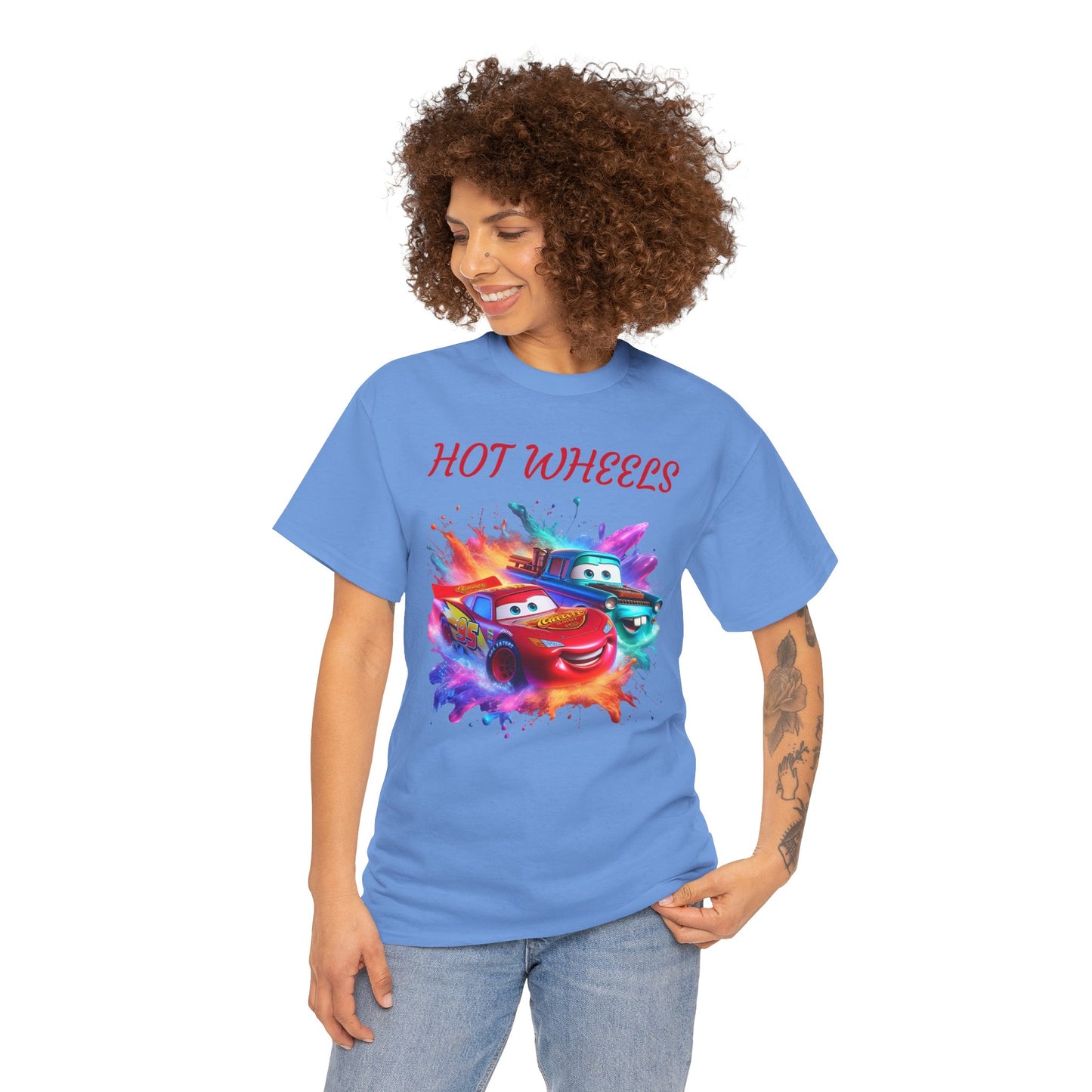 Princess Grace Hot Wheels Cotton Tee Fun and Colorful Graphic T-Shirt for Car Lovers