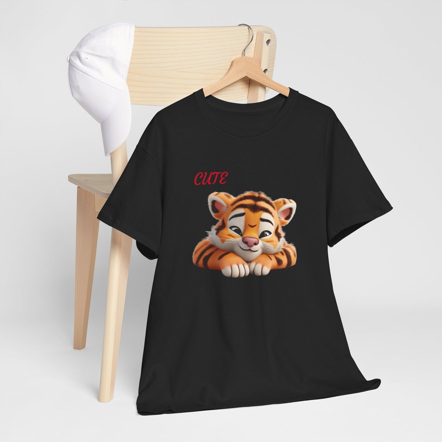 Princess Grace Cute Tiger Graphic Unisex Heavy Cotton Tee Perfect for Animal Lovers and Everyday Comfort