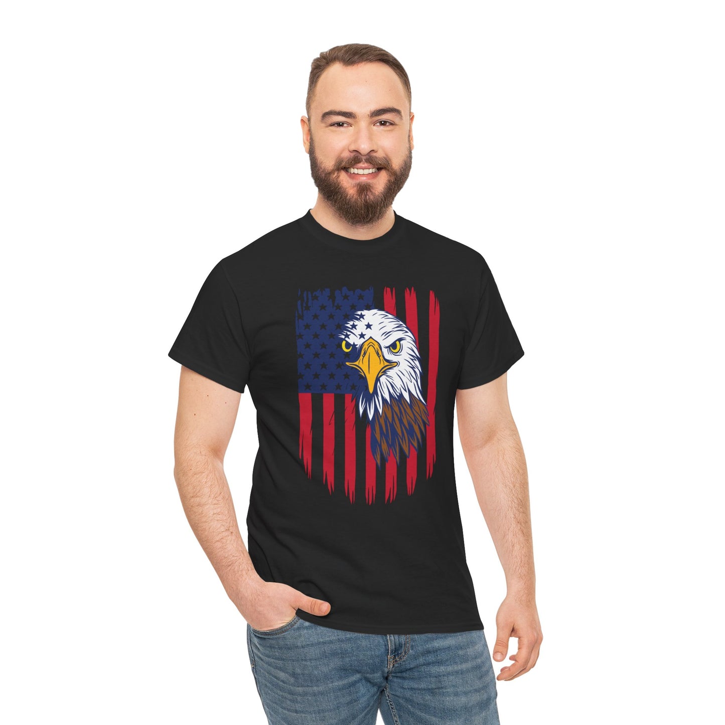 Princess Grace Eagle & American Flag Unisex Heavy Cotton Tee Patriotic Apparel for All Occasions