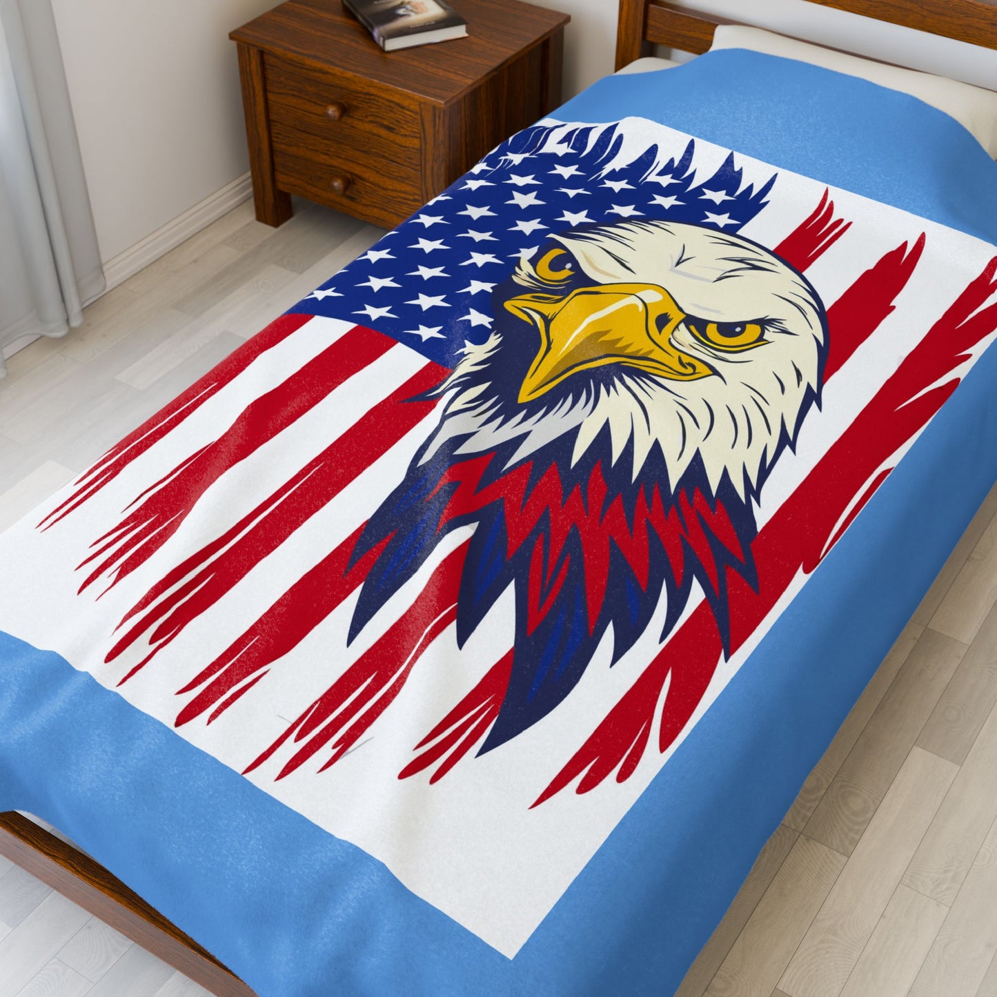 Princess Grace  Patriotic Velveteen Plush Blanket with Eagle Design