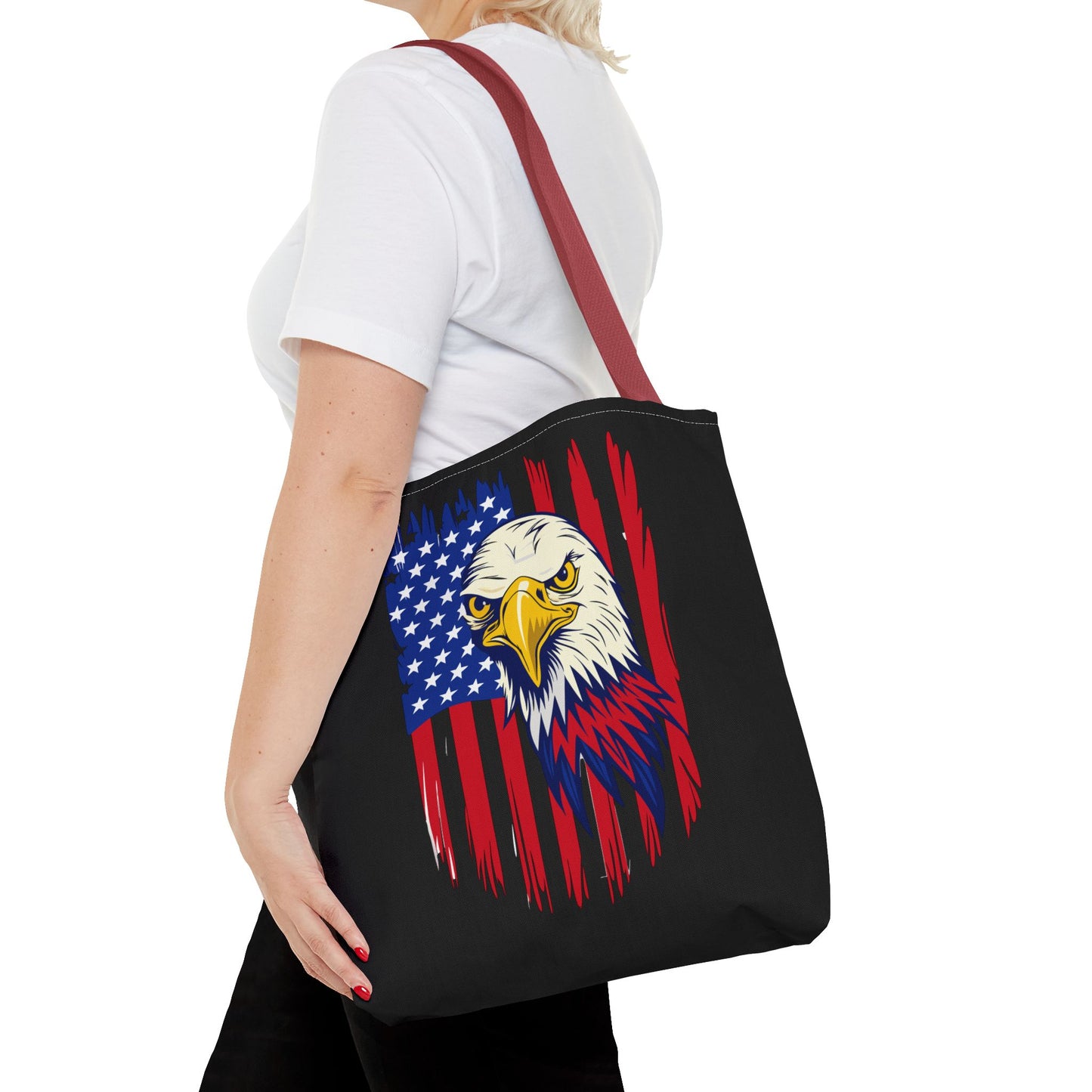 Princess Grace Patriotic Eagle Tote Bag USA Flag Design for Independence Day and Everyday Use