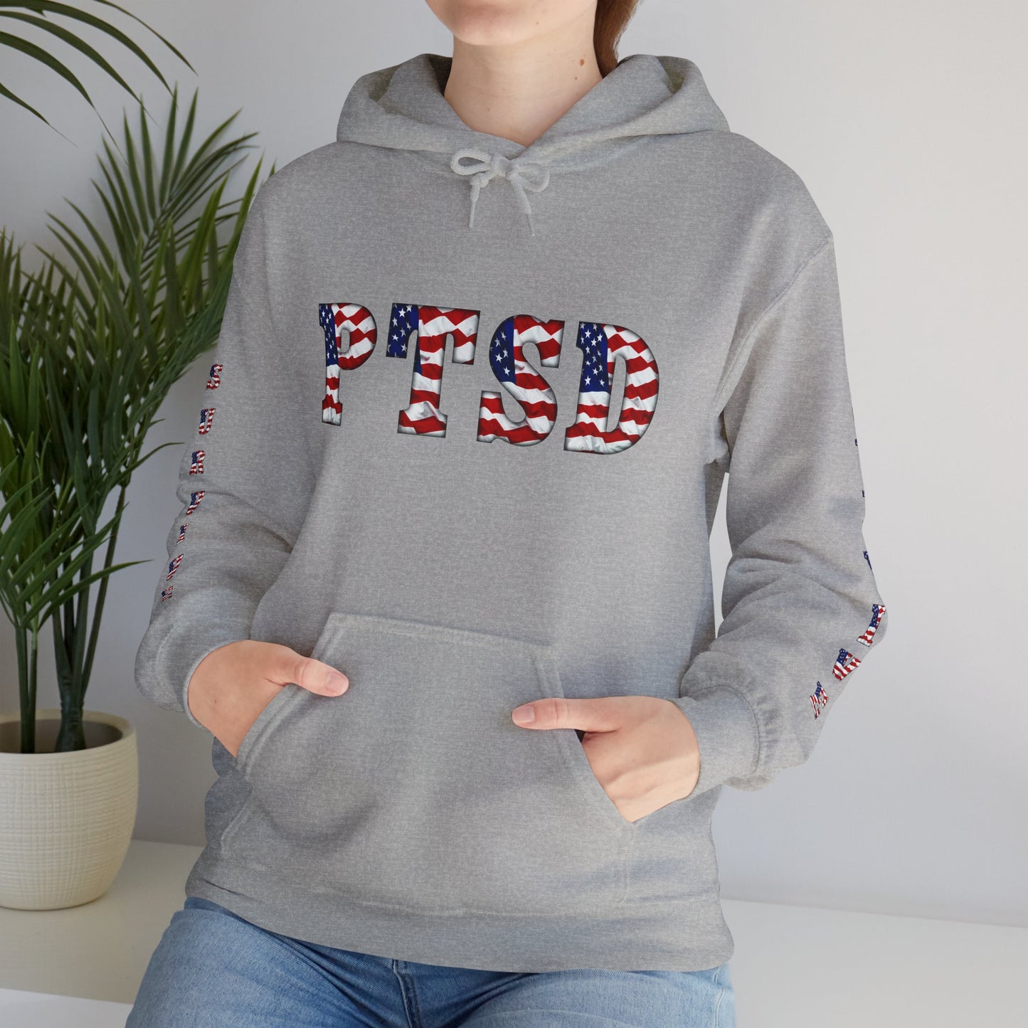 Princess Grace PTSD Awareness Unisex Heavy Blend Hoodie Support Survivors with American Flag Design