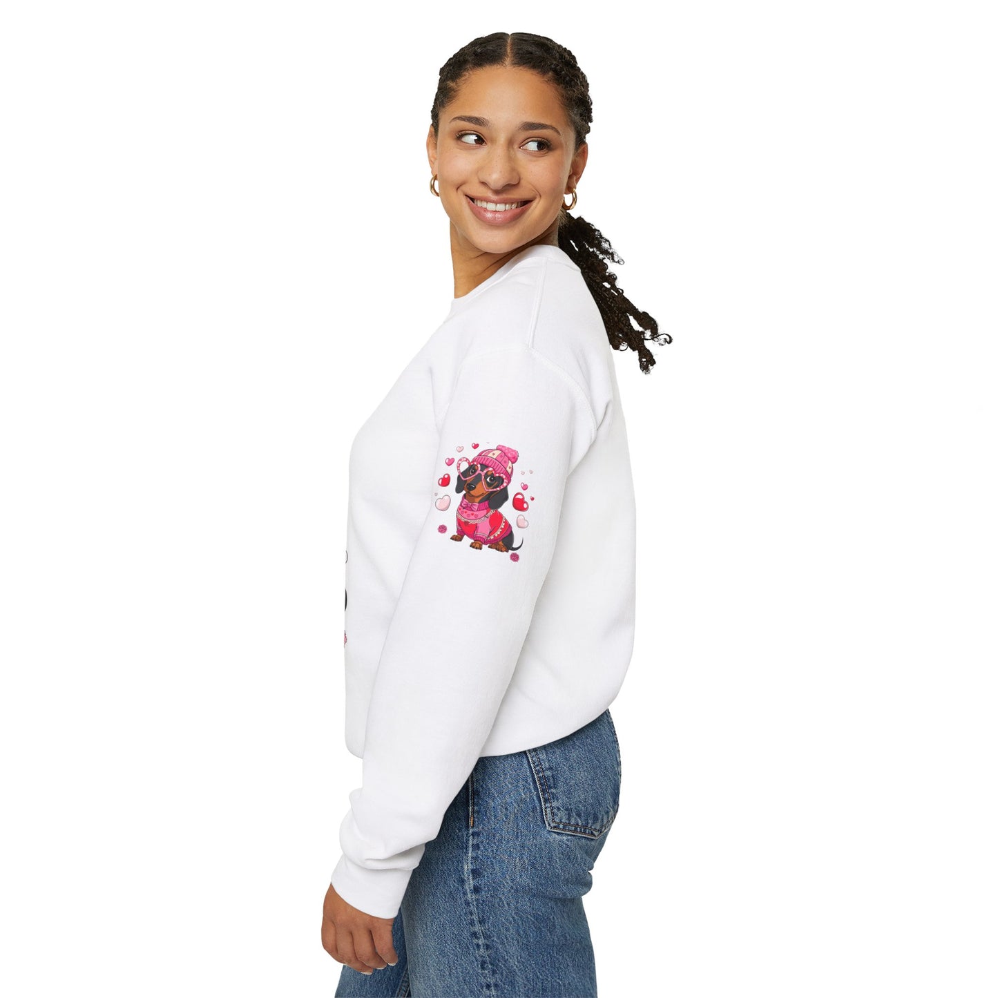 Princess Grace Cute Dachshund Love Sweatshirt Cozy Unisex Crewneck for Pet Lovers