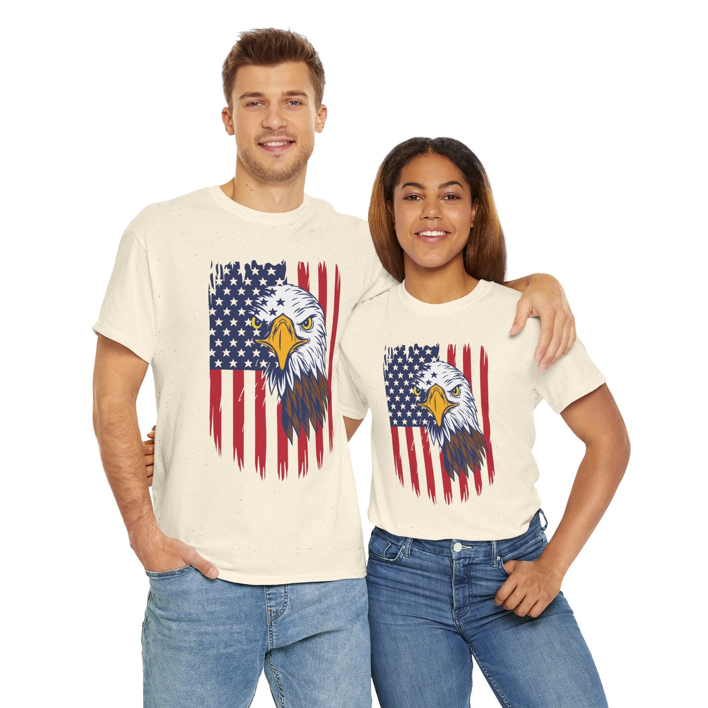 Princess Grace Eagle & American Flag Unisex Heavy Cotton Tee Patriotic Apparel for All Occasions