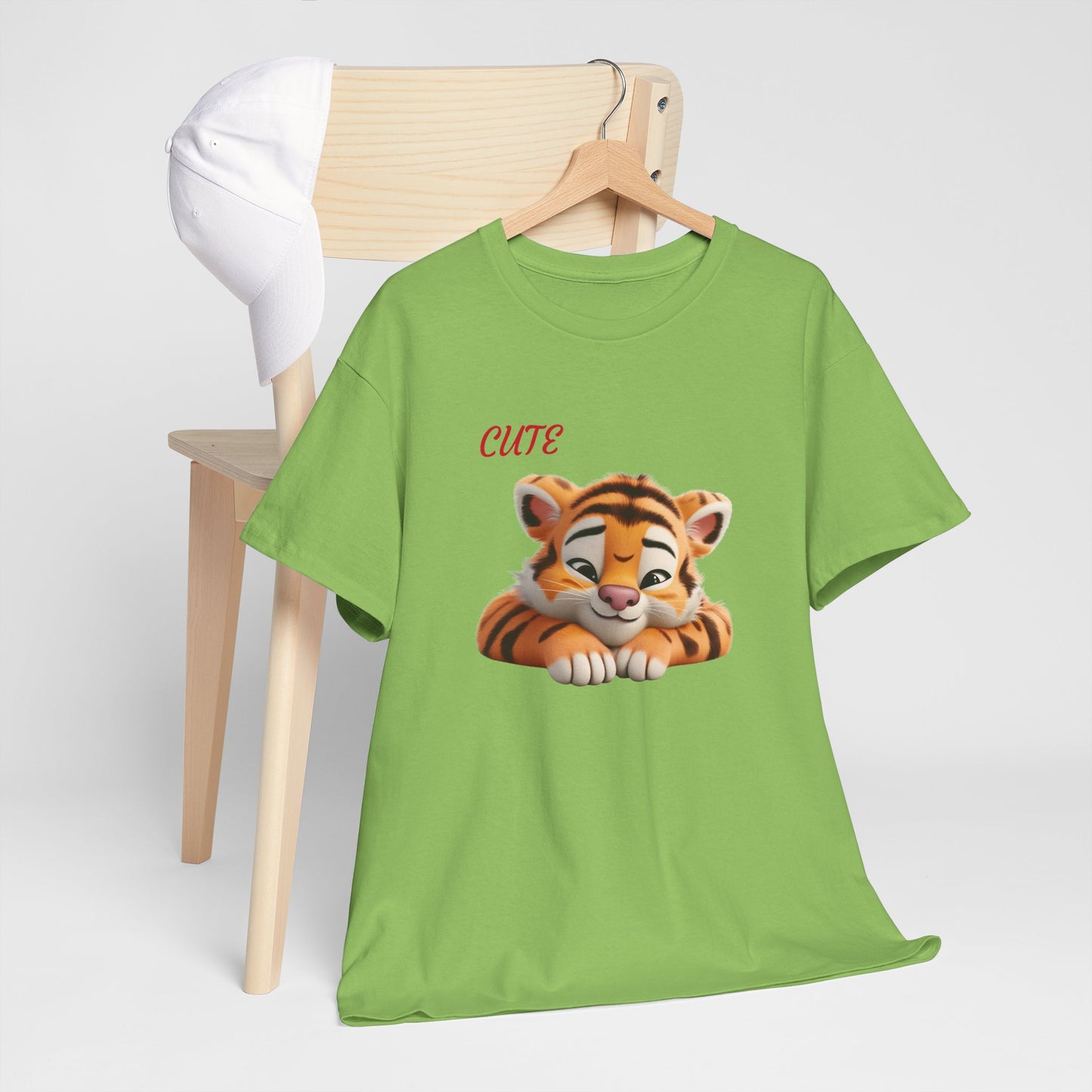 Princess Grace Cute Tiger Graphic Unisex Heavy Cotton Tee Perfect for Animal Lovers and Everyday Comfort