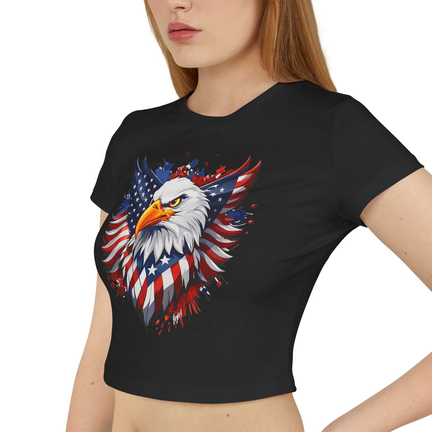 Princess Grace Patriotic Women's Baby Tee American Eagle Graphic Shirt