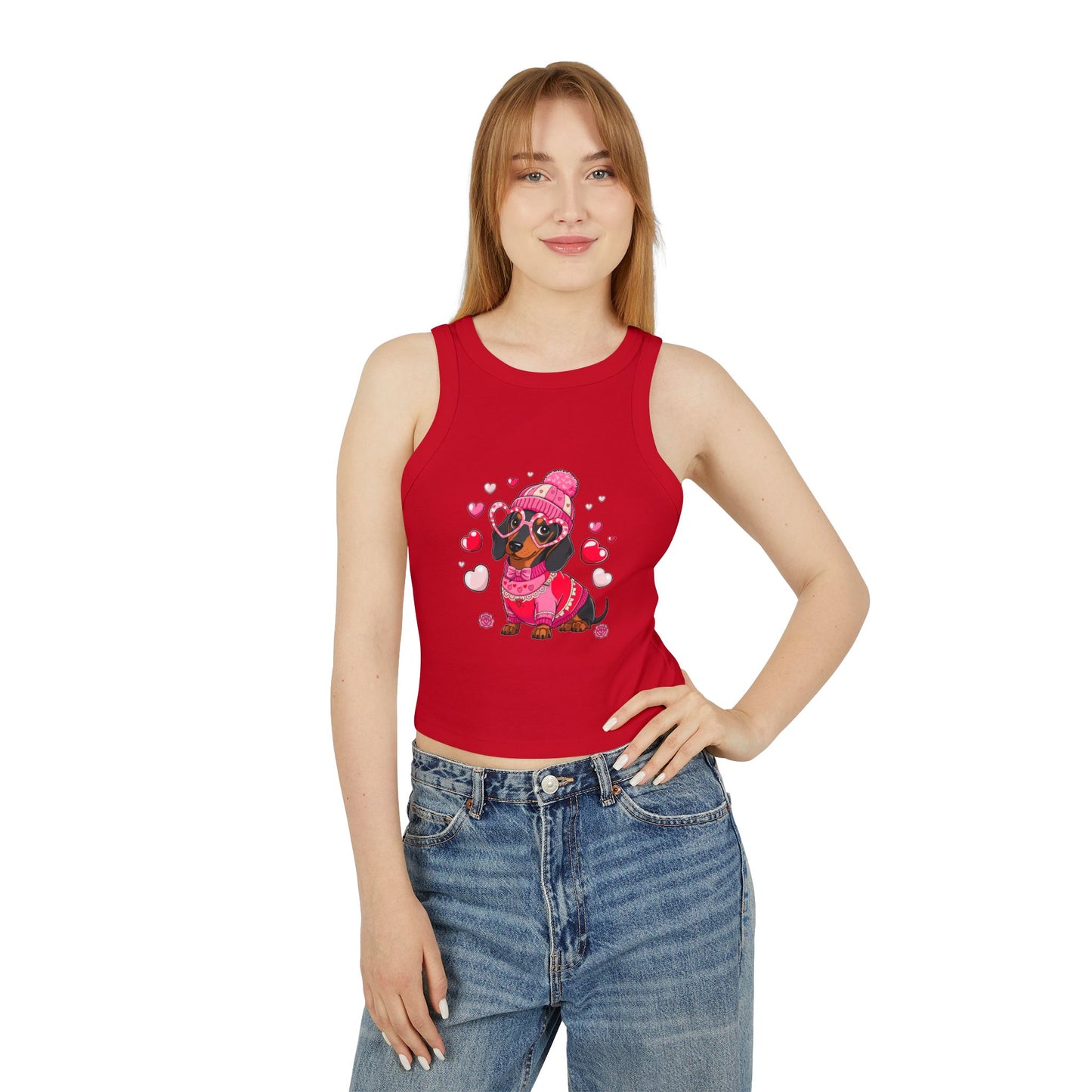 Princess Grace Cute Dachshund Love Tank Top for Women Perfect for Valentine's Day