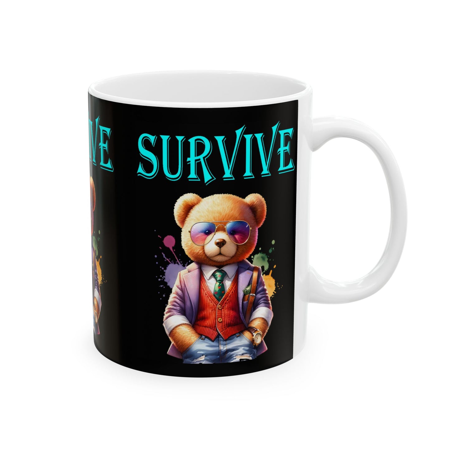 Princess Grace Cool Bear Survival Ceramic Mug Unique Animal Coffee Cup for Teddy Bear Lovers