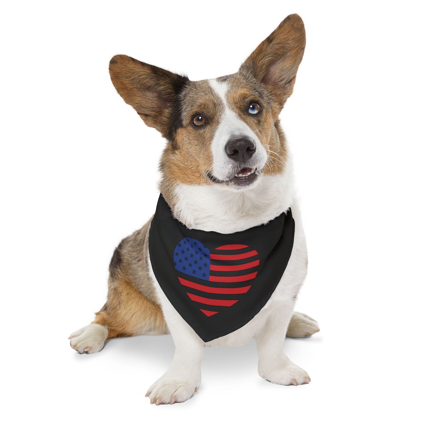 Princess Grace Patriotic Pet Bandana Collar American Flag Heart Design for Dogs
