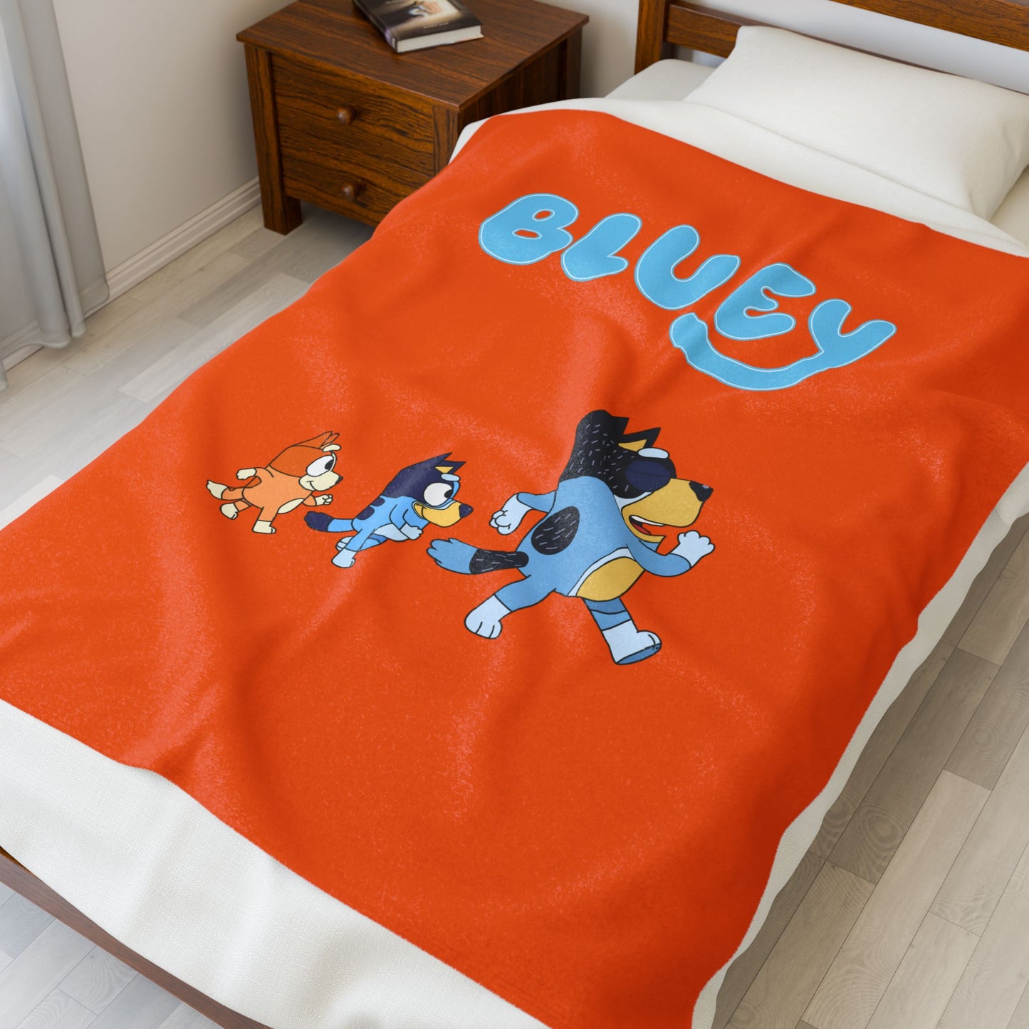 Princess Grace Bluey Velveteen Plush Blanket for Kids Cozy Cartoon Comfort