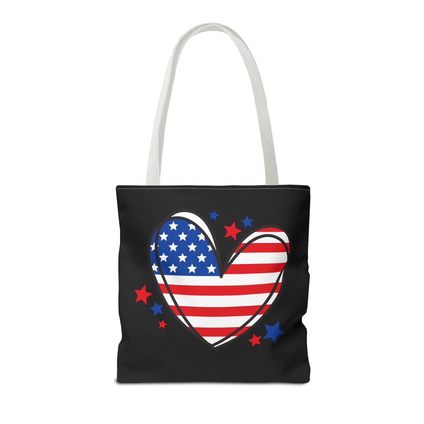 Princess Grace Patriotic Heart Tote Bag USA Flag Design for Holidays & Everyday Use