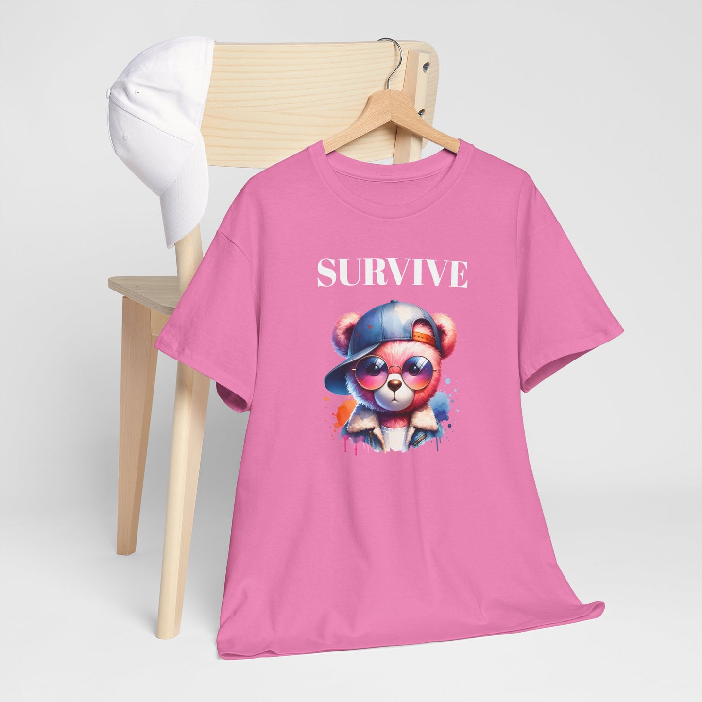 Princess Grace Survive Bear Graphic Unisex Heavy Cotton Tee Trendy and Fun Fashion for All Occasions