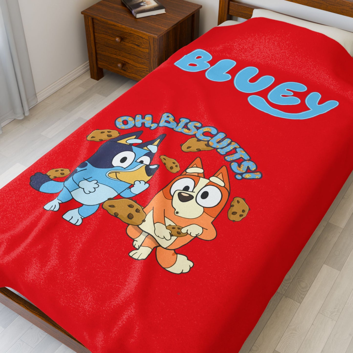 Princess Grace Bluey Oh Biscuits Velveteen Plush Blanket for Kids