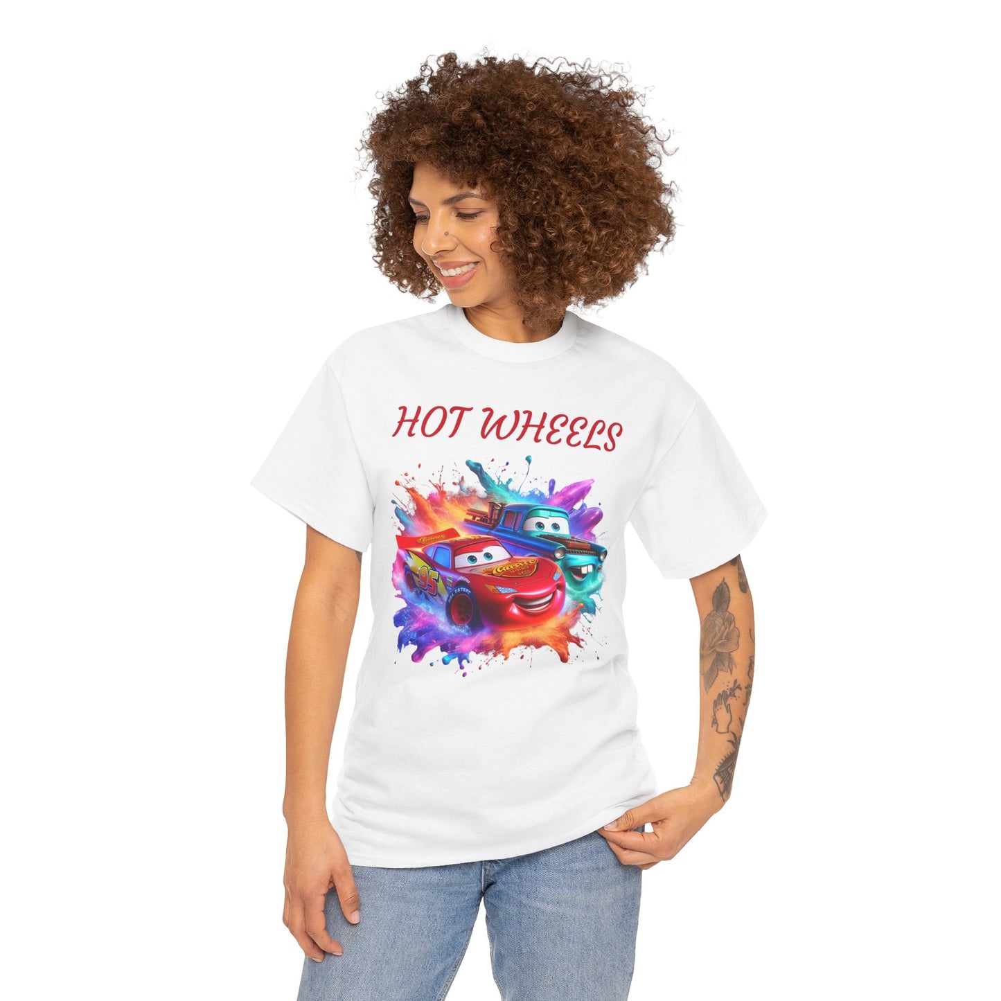 Princess Grace Hot Wheels Cotton Tee Fun and Colorful Graphic T-Shirt for Car Lovers