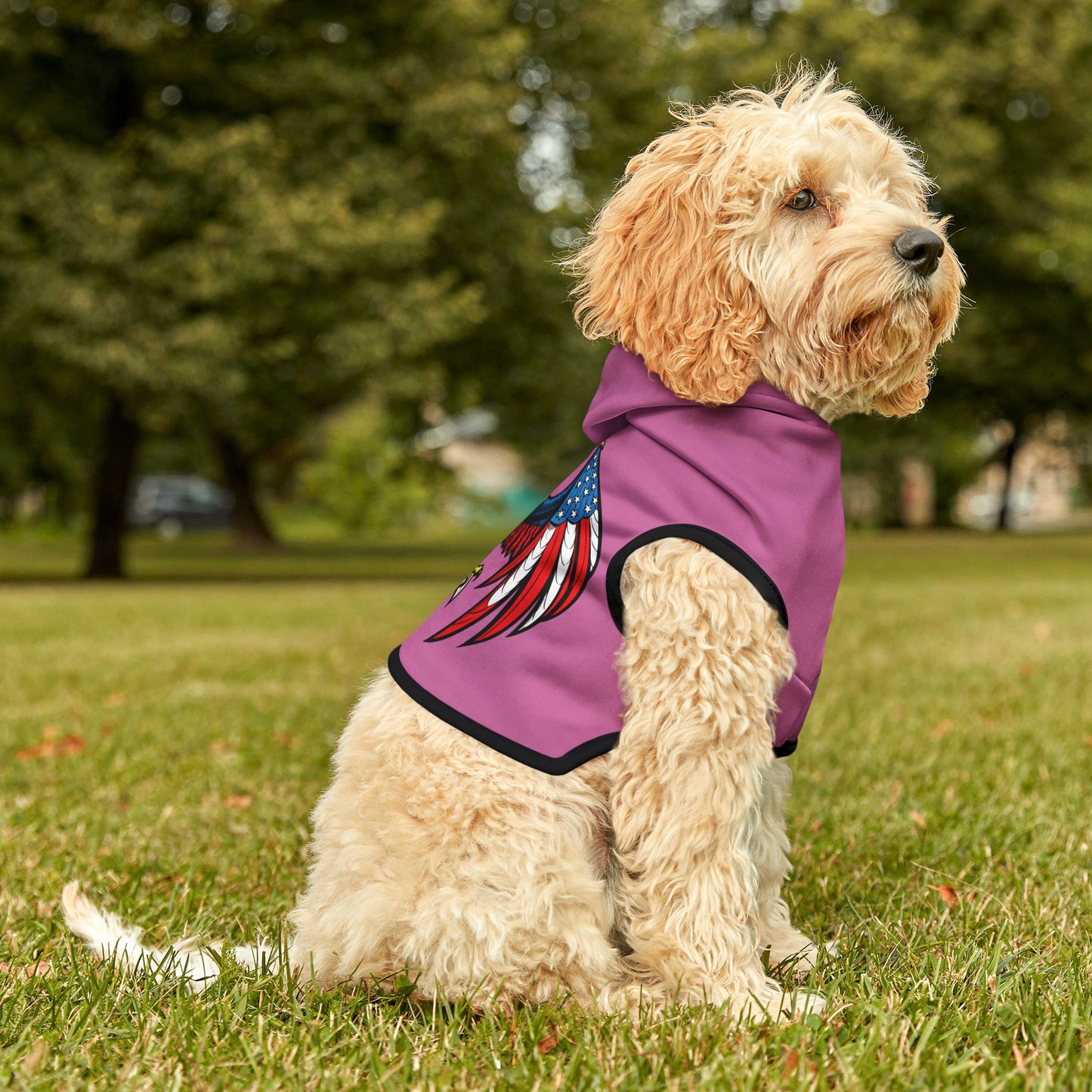 Princess Grace Patriotic Eagle Pet Hoodie Cute Pink Dog Apparel for Holidays