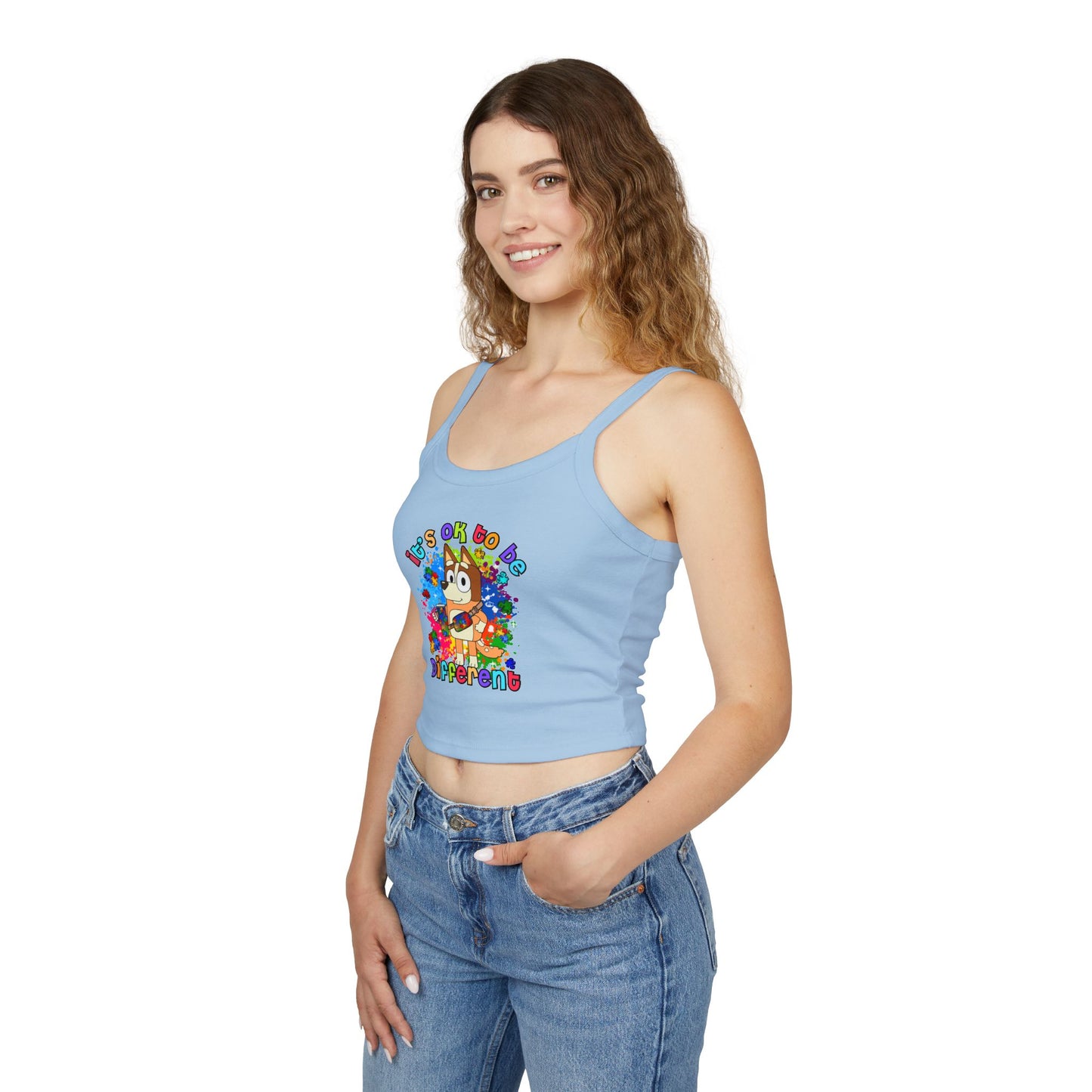Princess Grace Bluey Colorful Spaghetti Strap Tank Top ‘It's OK to Be Different’