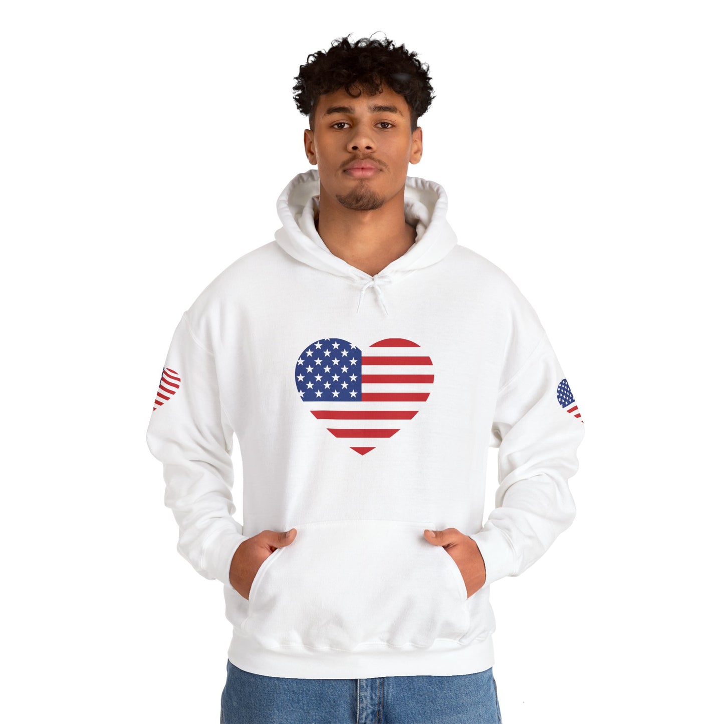 Princess Grace Patriotic Heart Design Unisex Hoodie Perfect for Holidays and Celebrations