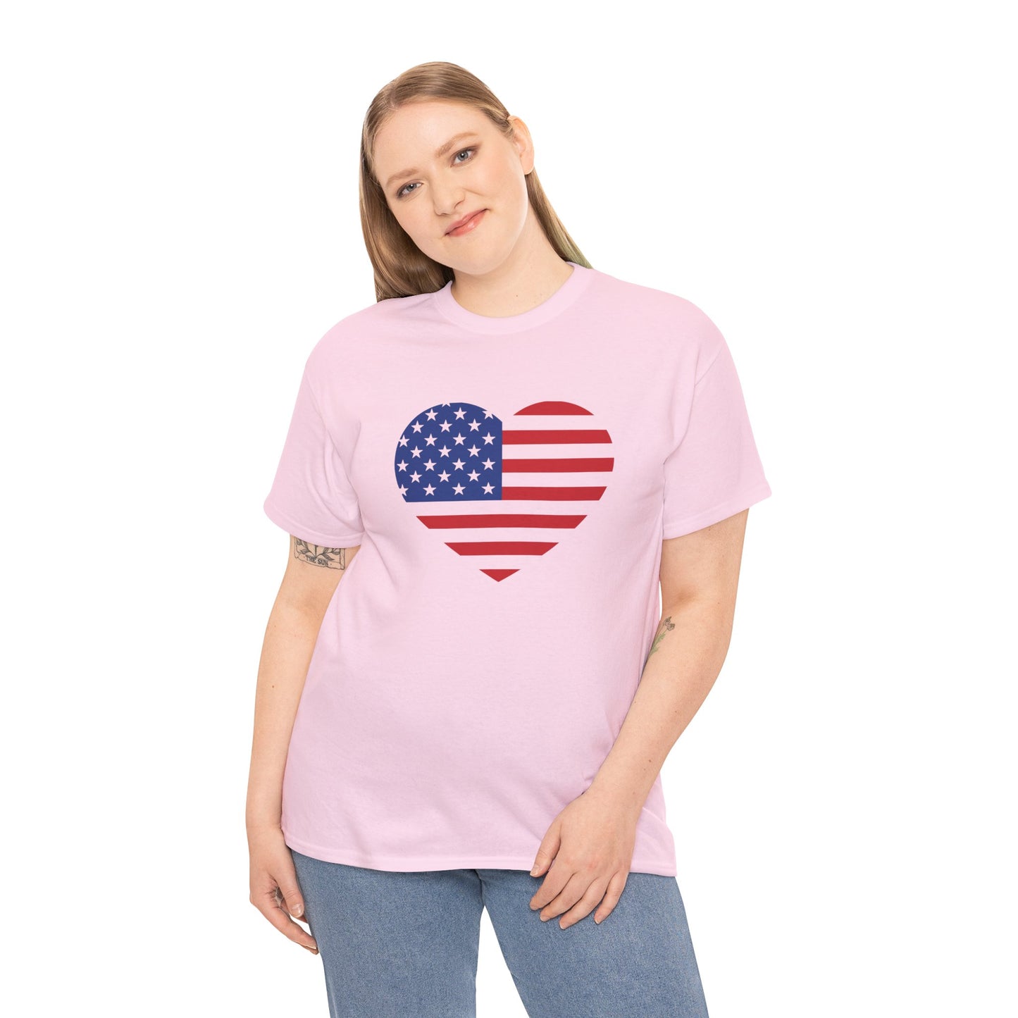 Princess Grace Patriotic Heart Unisex Heavy Cotton Tee Celebrate Freedom in Style