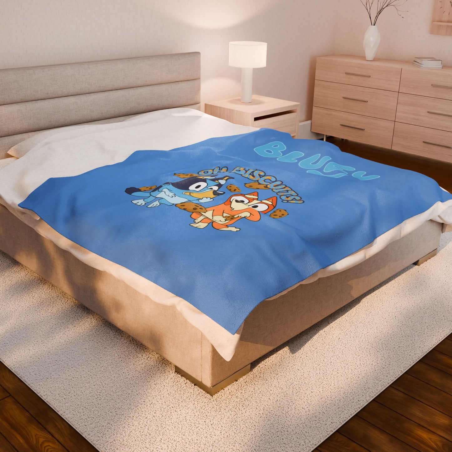 Princess Grace Bluey Velveteen Plush Blanket Cozy Fun for Kids