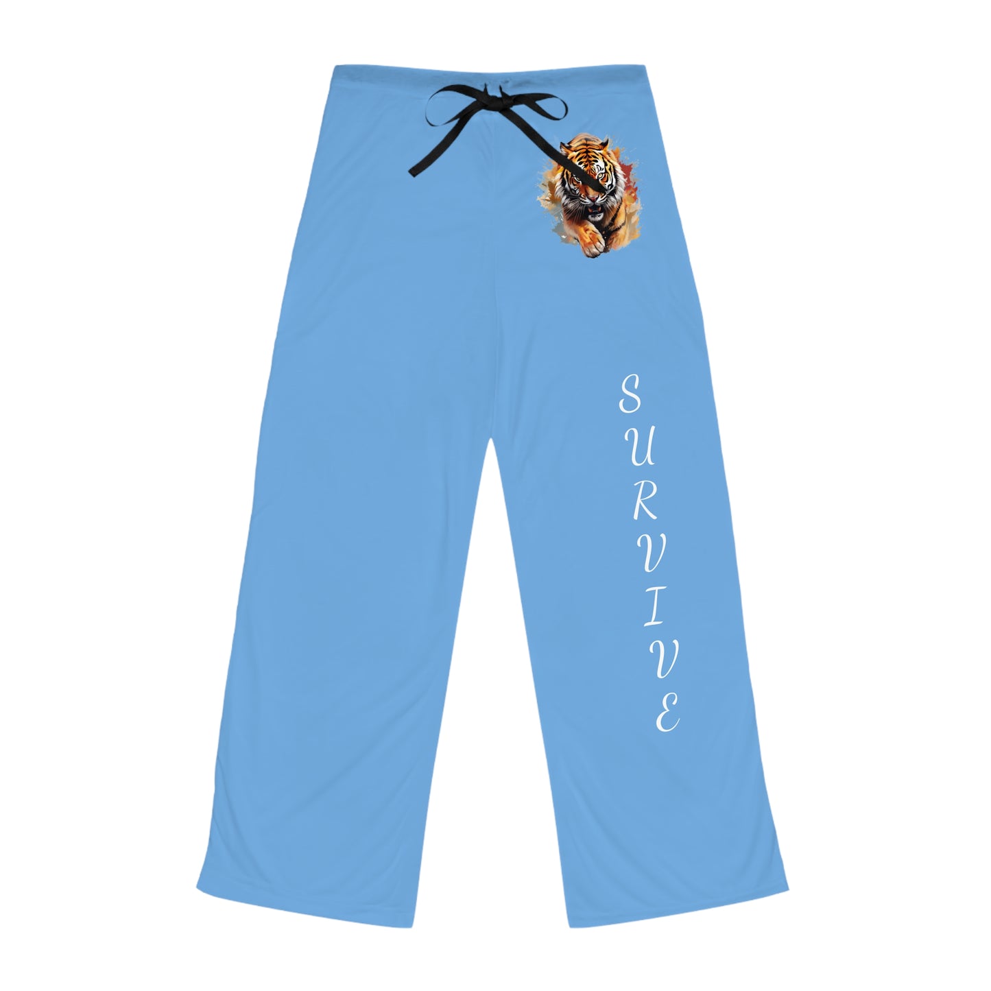 Princess Grace Blue Pajama Pants with 'SURVIVE' Tiger Design