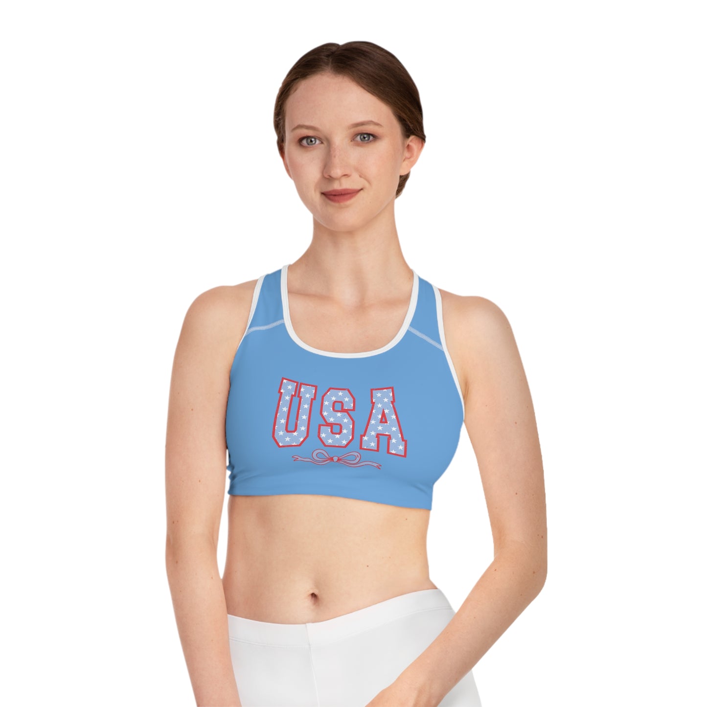 Princess Grace USA Stars & Stripes Sports Bra Perfect for Active Wear and Patriotic Events