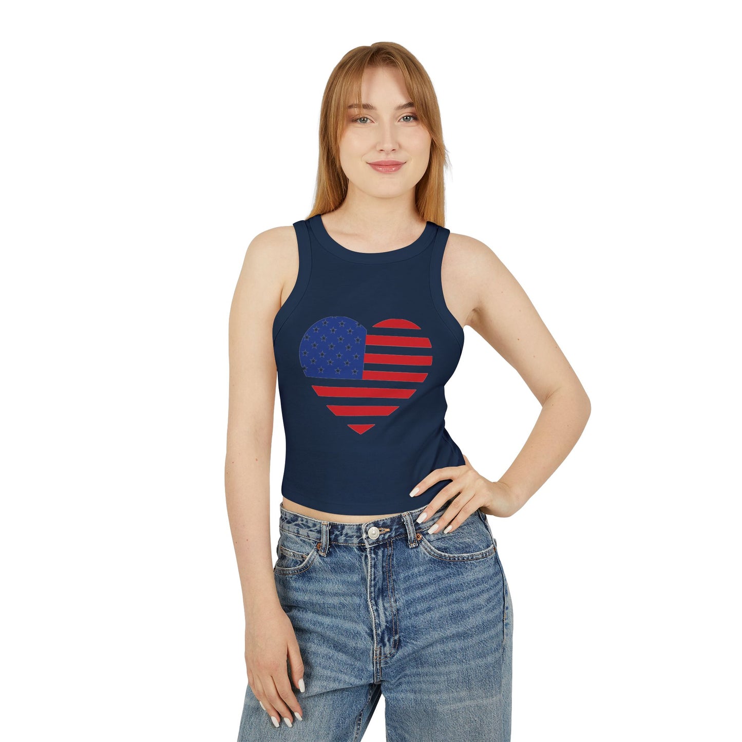 Princess Grace Patriotic Women's USA Flag Racer Tank Top