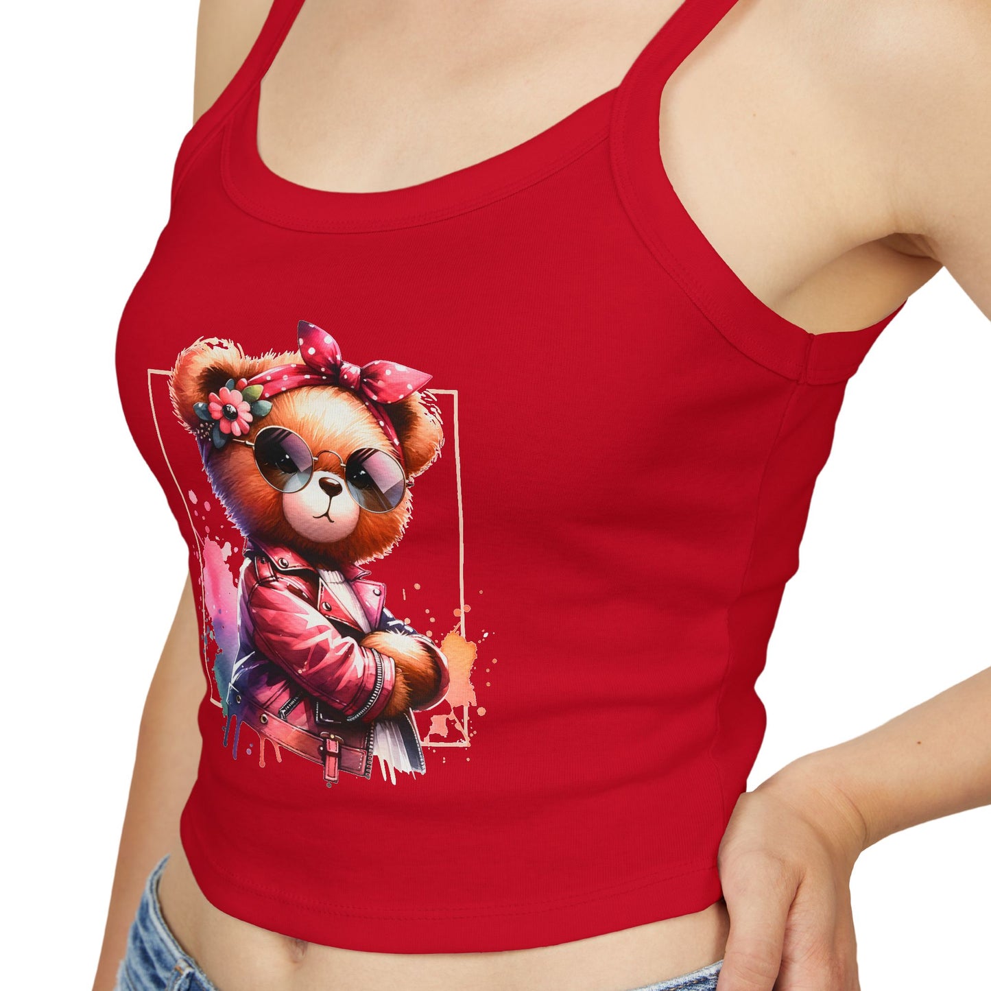Princess Grace Cute Graphic Women's Spaghetti Strap Tank Top Trendy Bear Design