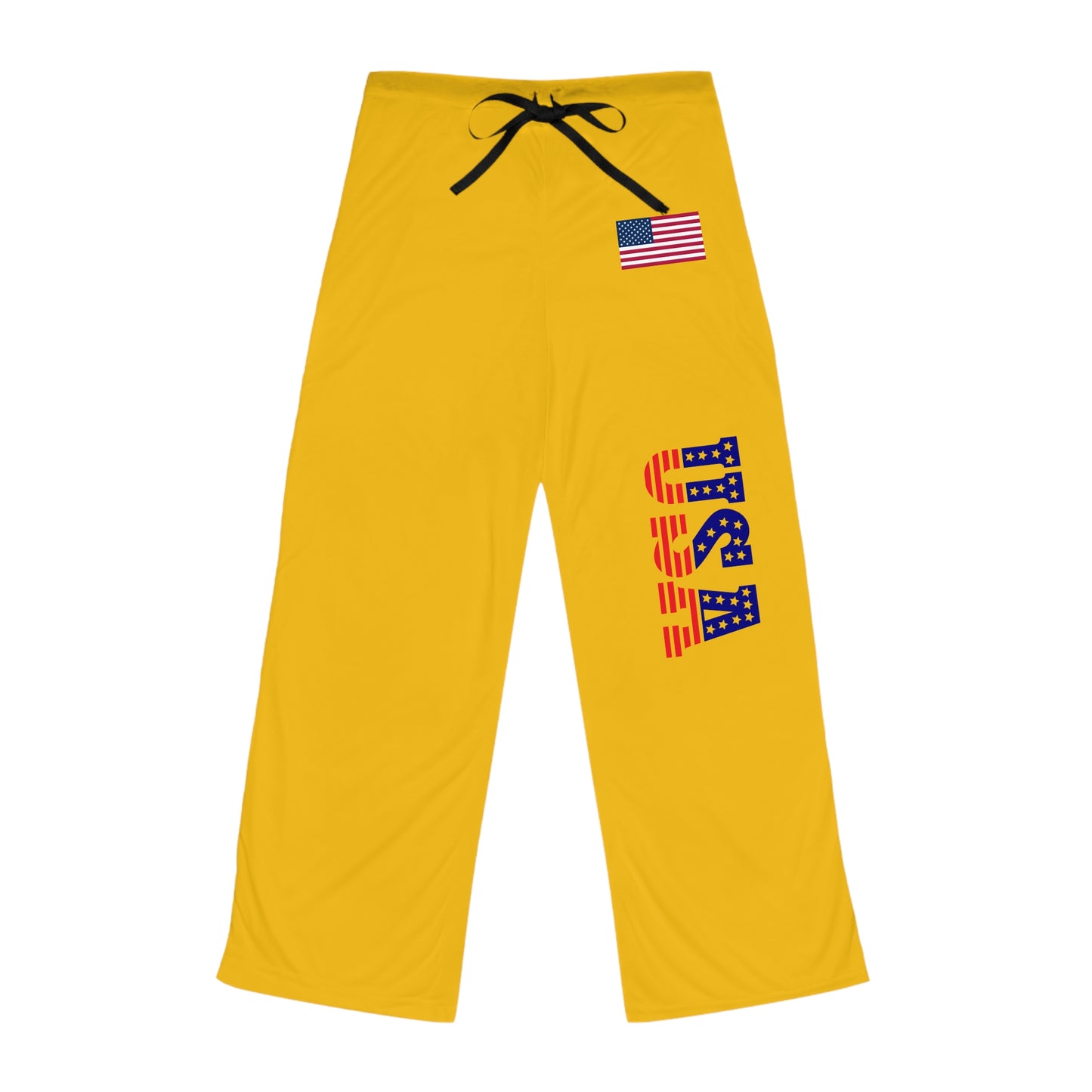Princess Grace Cozy USA Flag Pajama Pants Bright Yellow Leisurewear