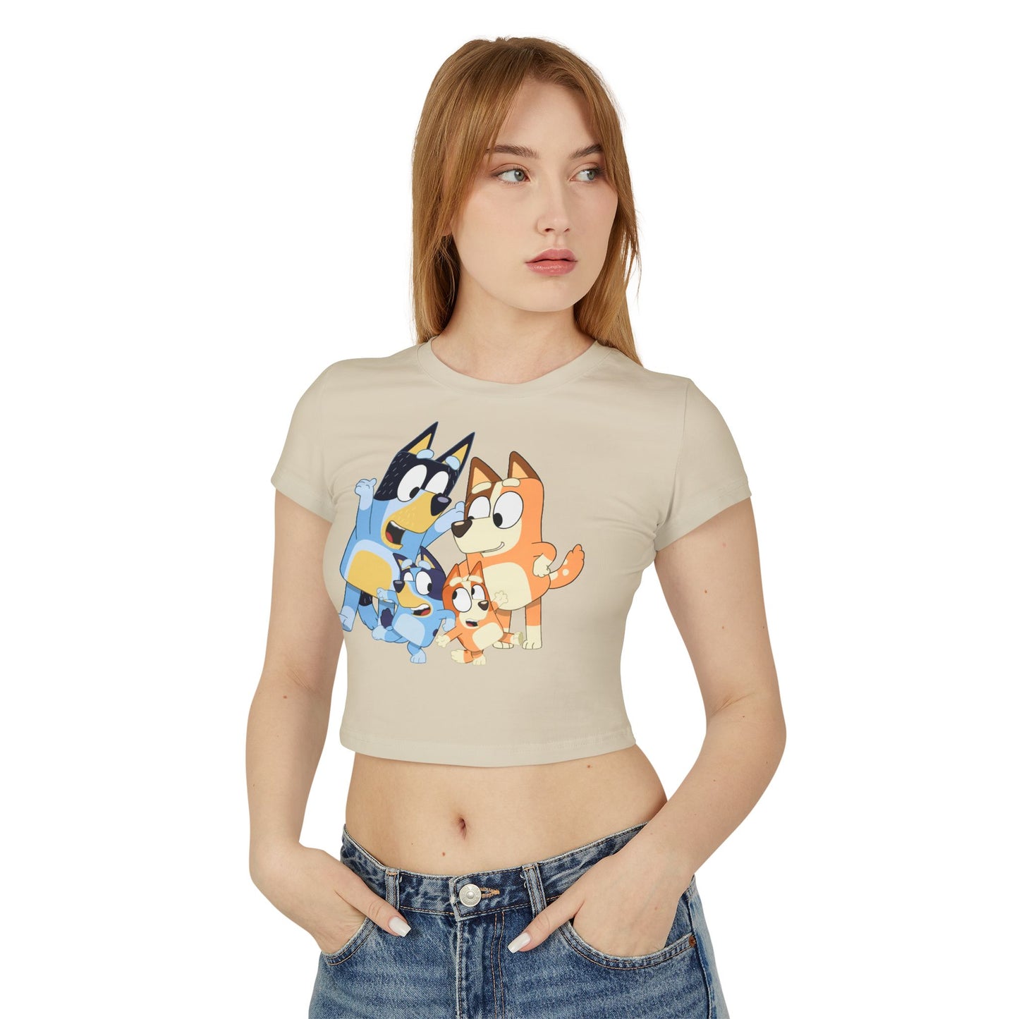Princess Grace Bluey Family Women's Baby Tee Cute Kids' Cartoon Graphic T-Shirt