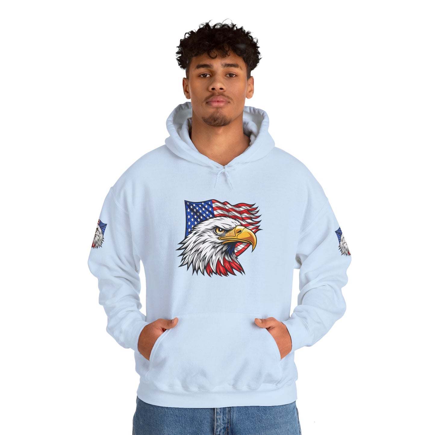 Princess Grace Patriotic Eagle Hoodie Unisex Heavy Blend Sweatshirt with American Flag Design