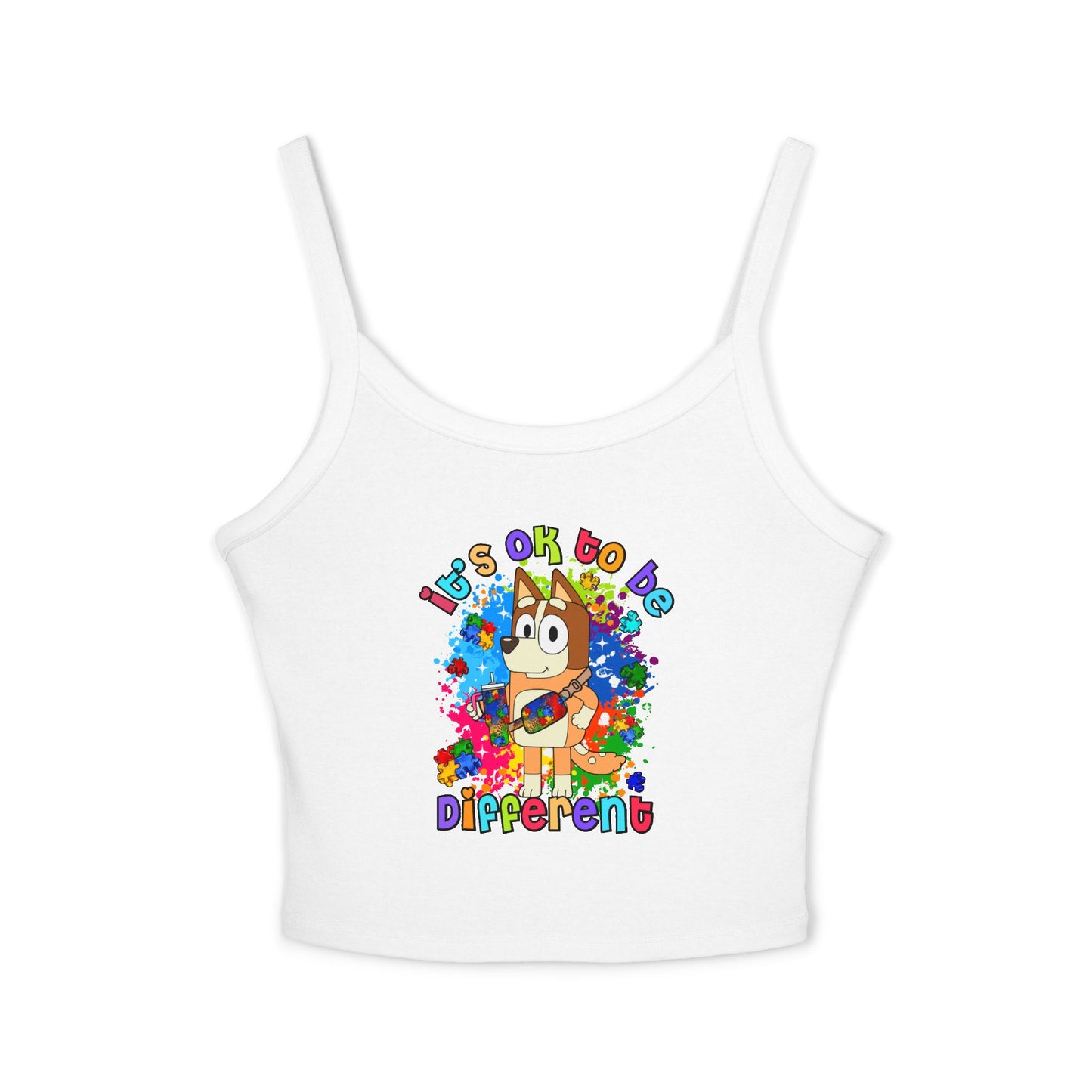 Princess Grace Bluey Colorful Spaghetti Strap Tank Top ‘It's OK to Be Different’