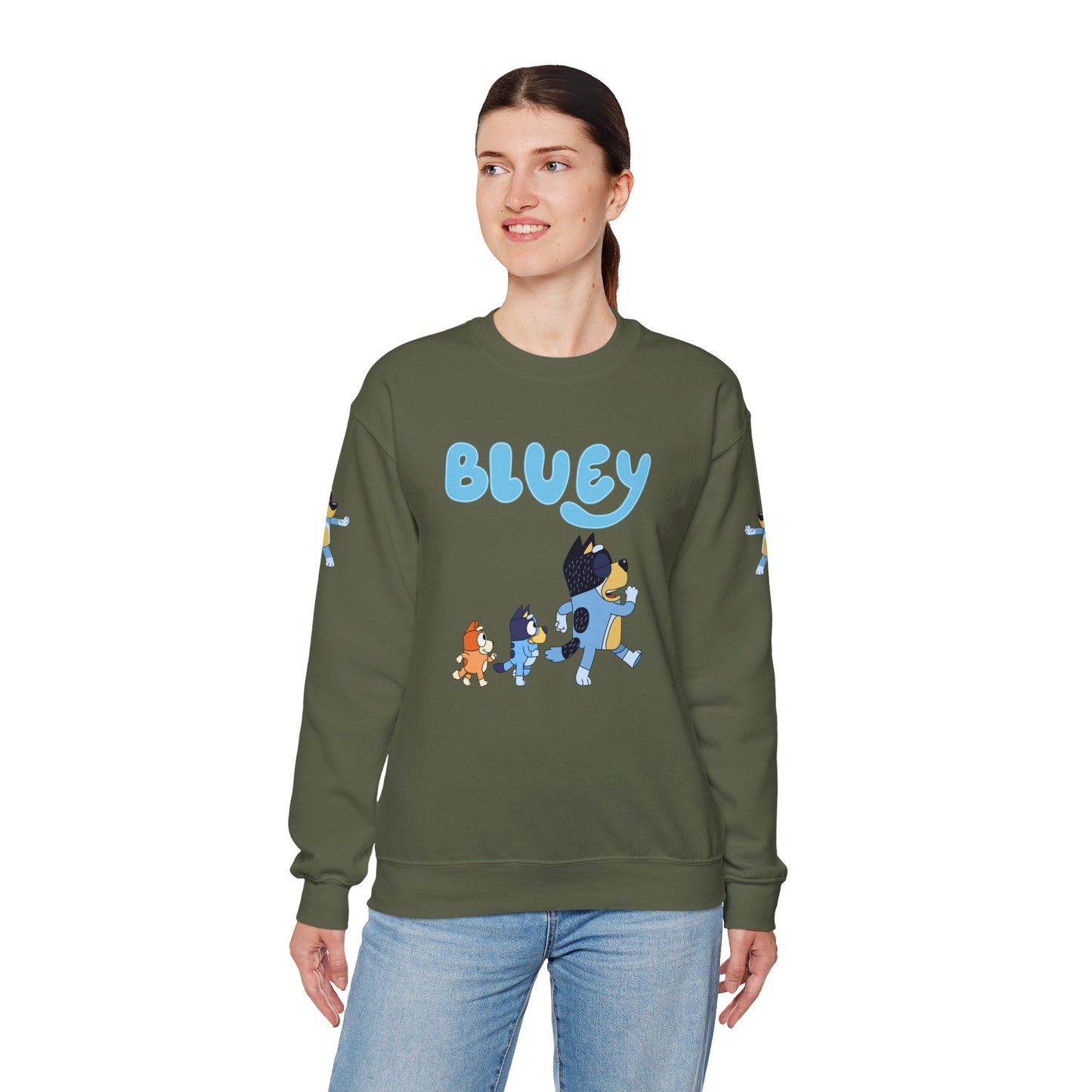 Princess Grace Bluey Family Unisex Crewneck Sweatshirt Cozy Cartoon Apparel