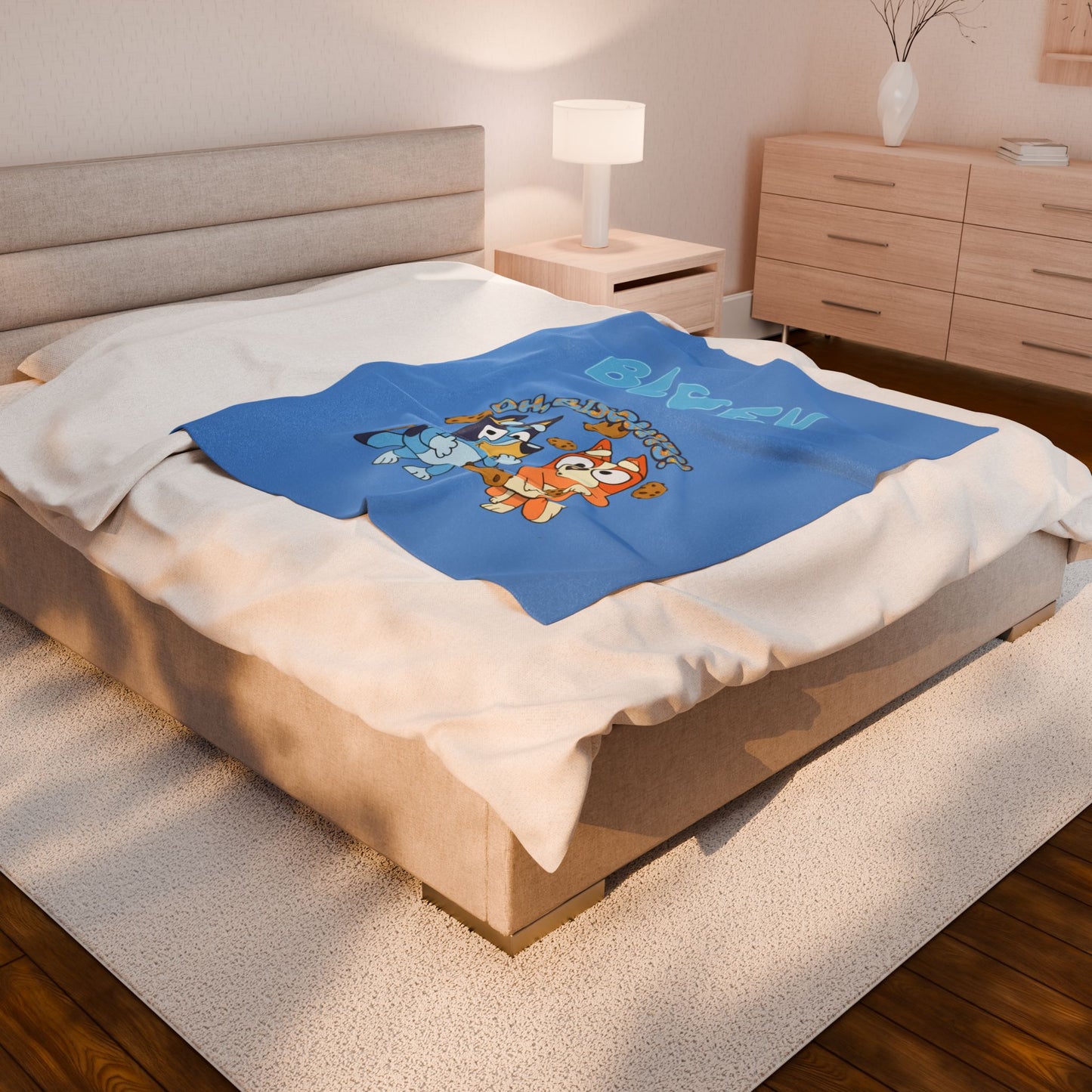 Princess Grace Bluey Velveteen Plush Blanket Cozy Fun for Kids