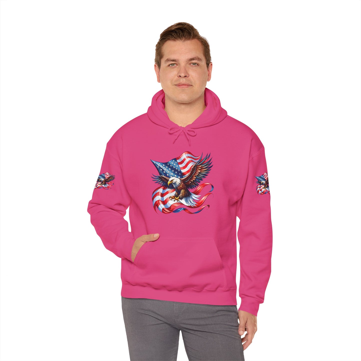 Princess Grace Patriotic Eagle Hoodie Unisex Heavy Blend Sweatshirt with American Flag Design