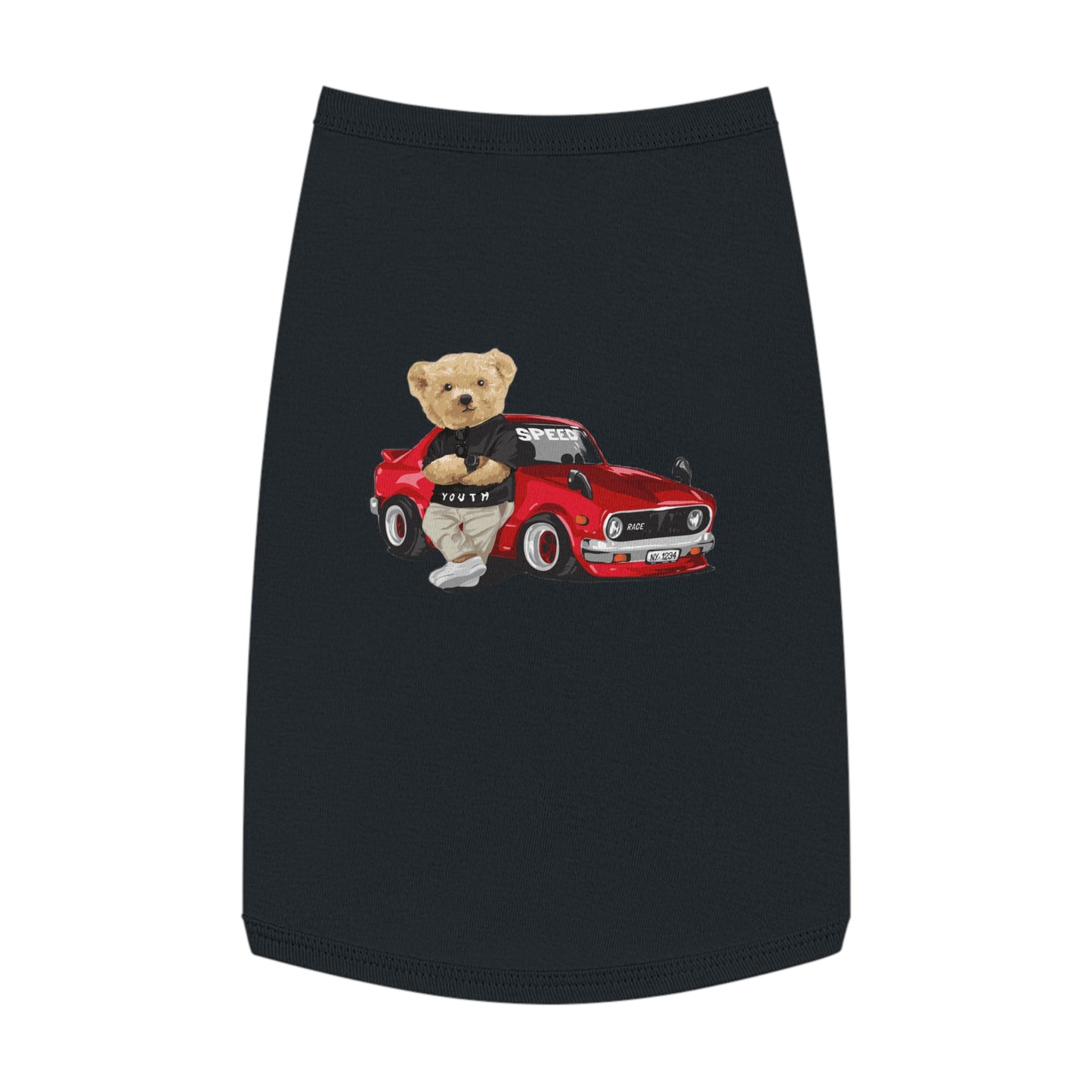 Princess CUTE Pet Tank Top with Racing Bear Graphic Perfect for Playful Pets