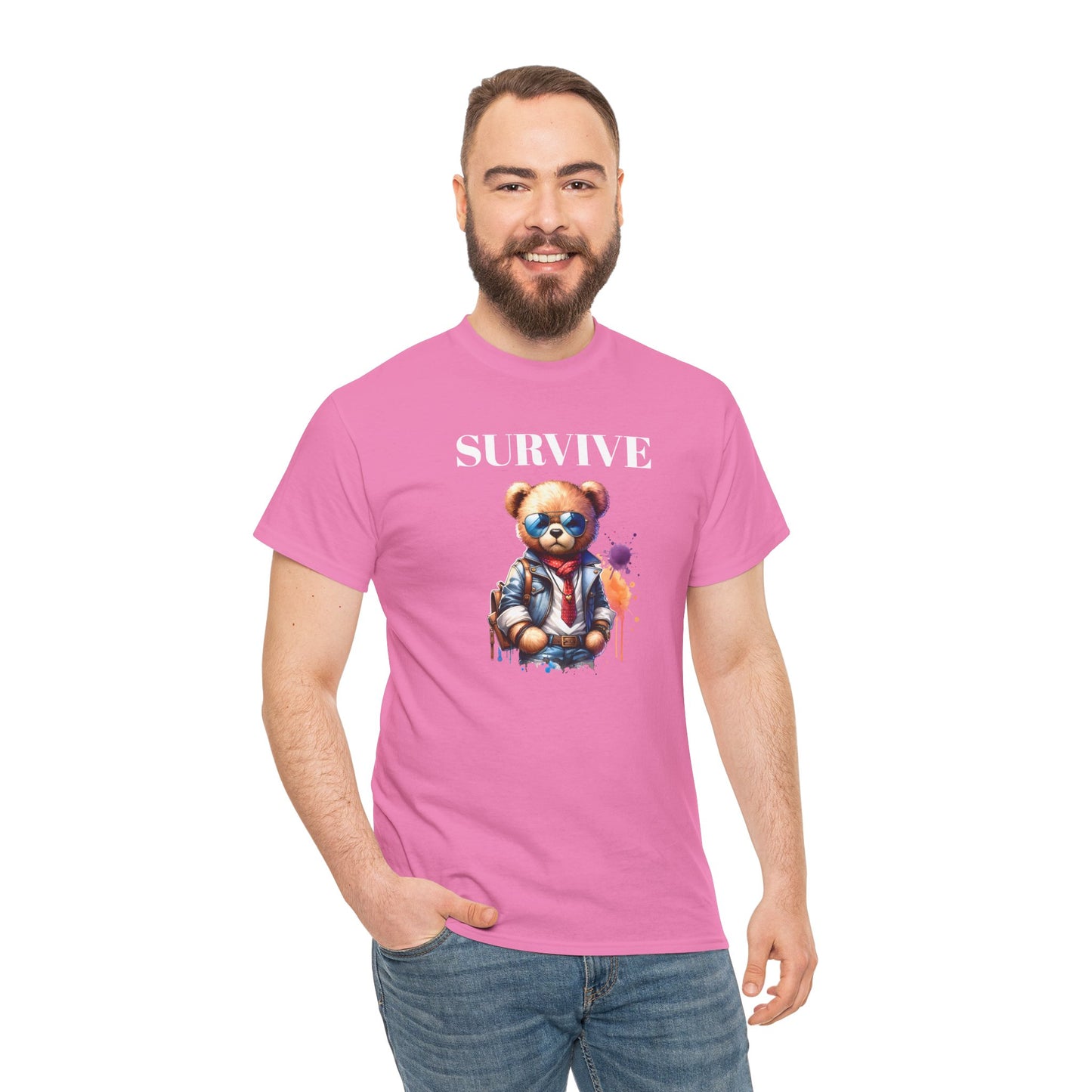 Princess Grace Survive Graphic Unisex Heavy Cotton Tee Streetwear Style with Bear Design