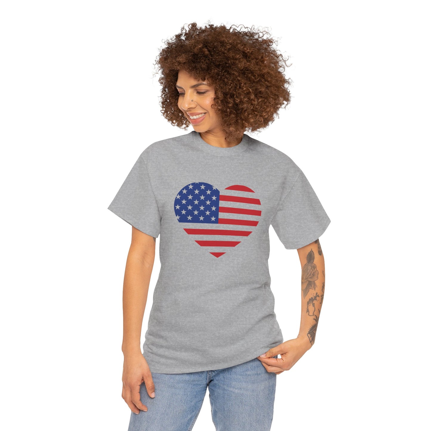 Princess Grace Patriotic Heart Unisex Heavy Cotton Tee Celebrate Freedom in Style
