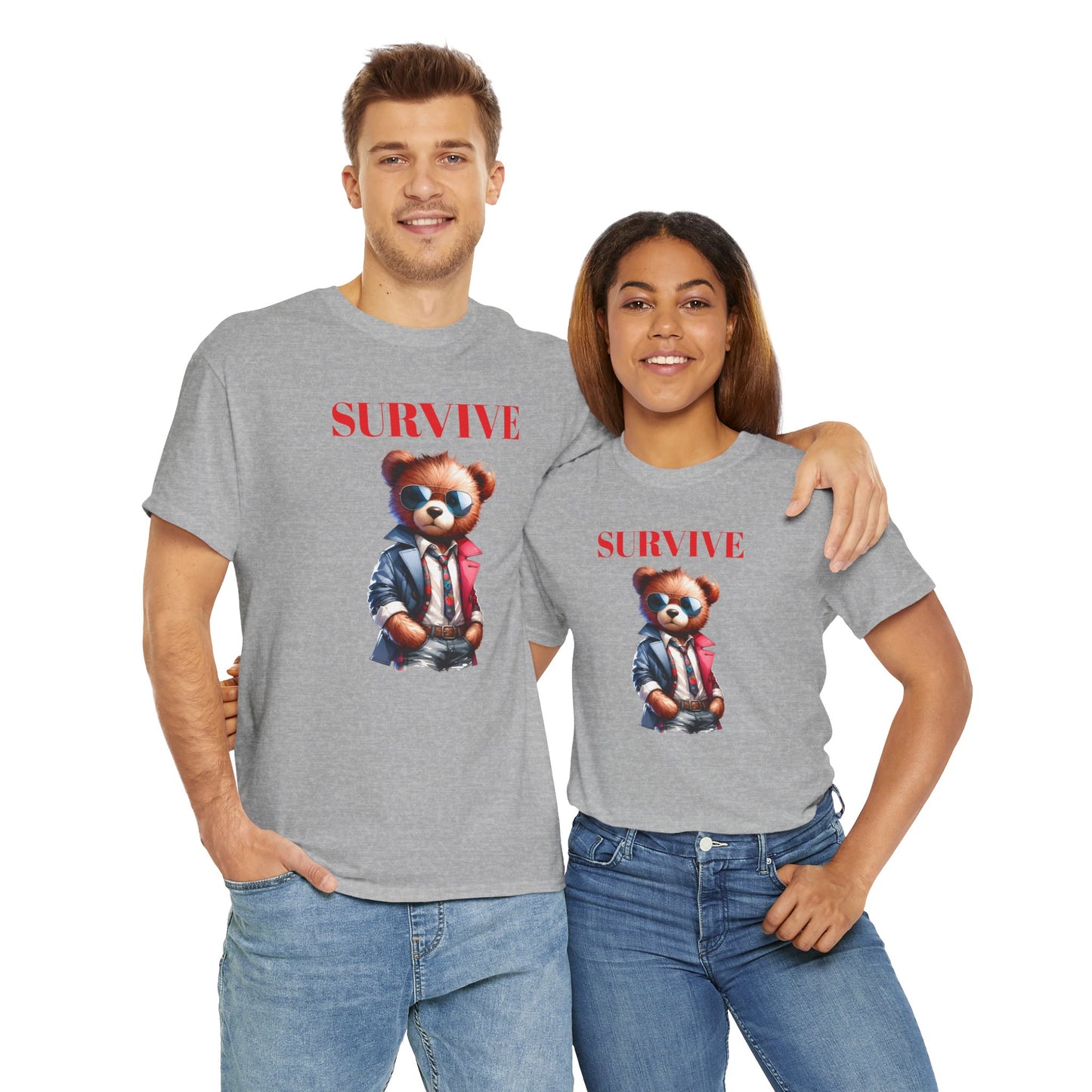 Princess Grace Survive Teddy Bear Unisex Heavy Cotton Tee