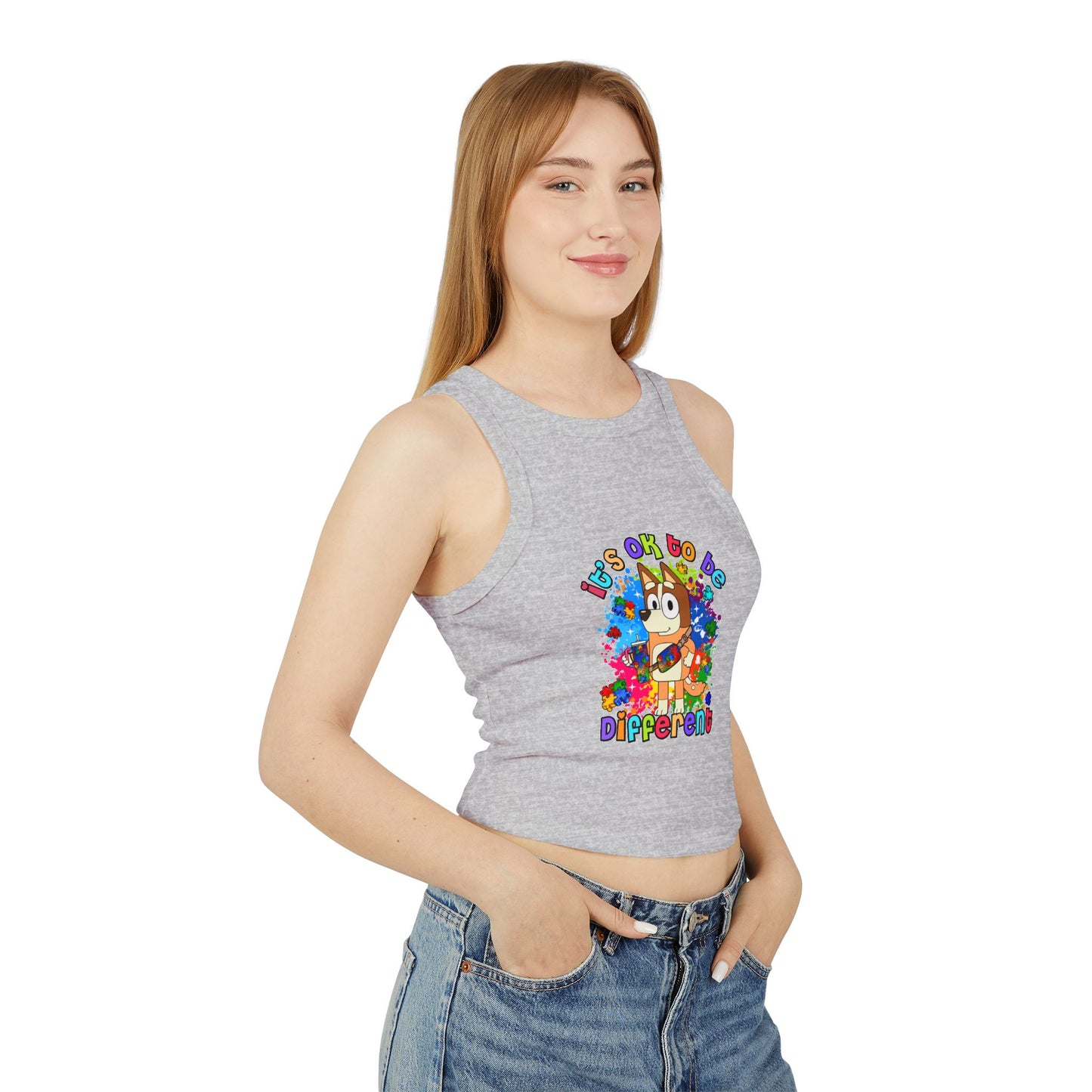 Princess Grace Colorful Bluey Racer Tank Top 'It's OK to Be Different'