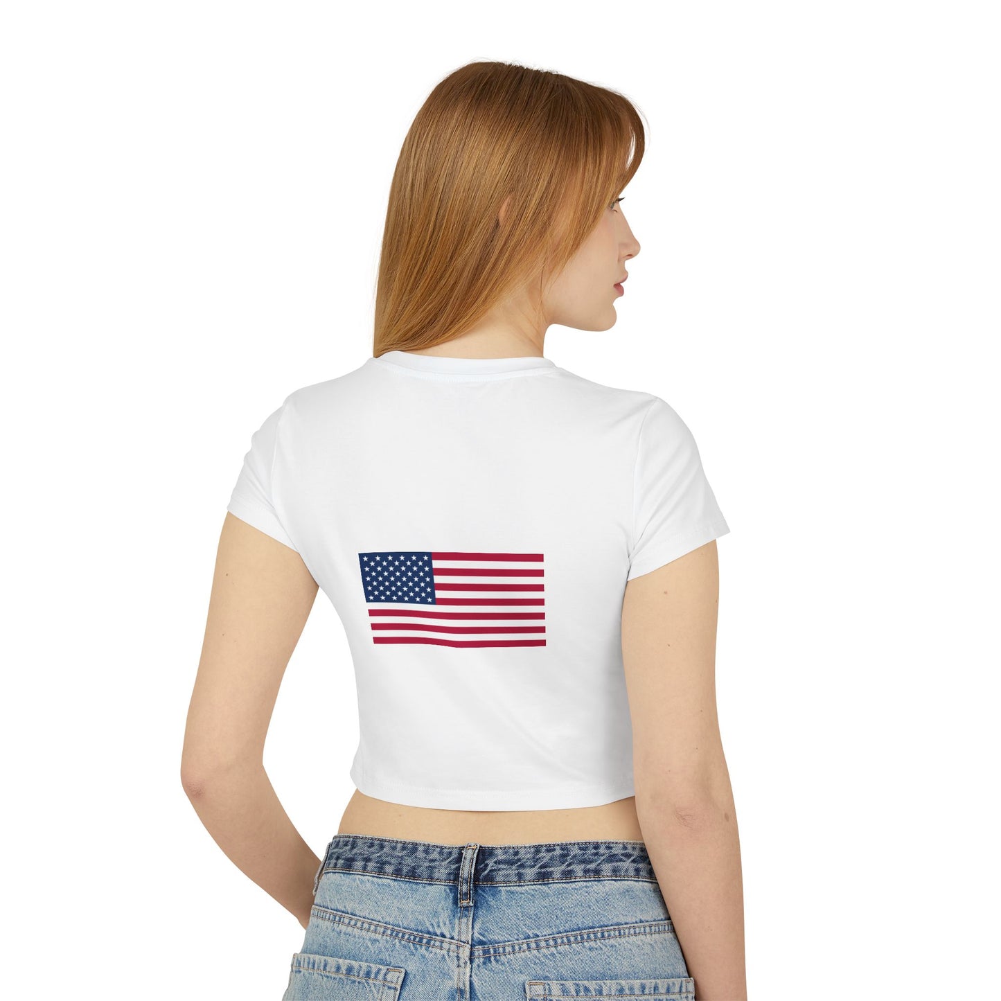 Princess Grace Patriotic Women's Baby Tee Celebratory American Flag Design