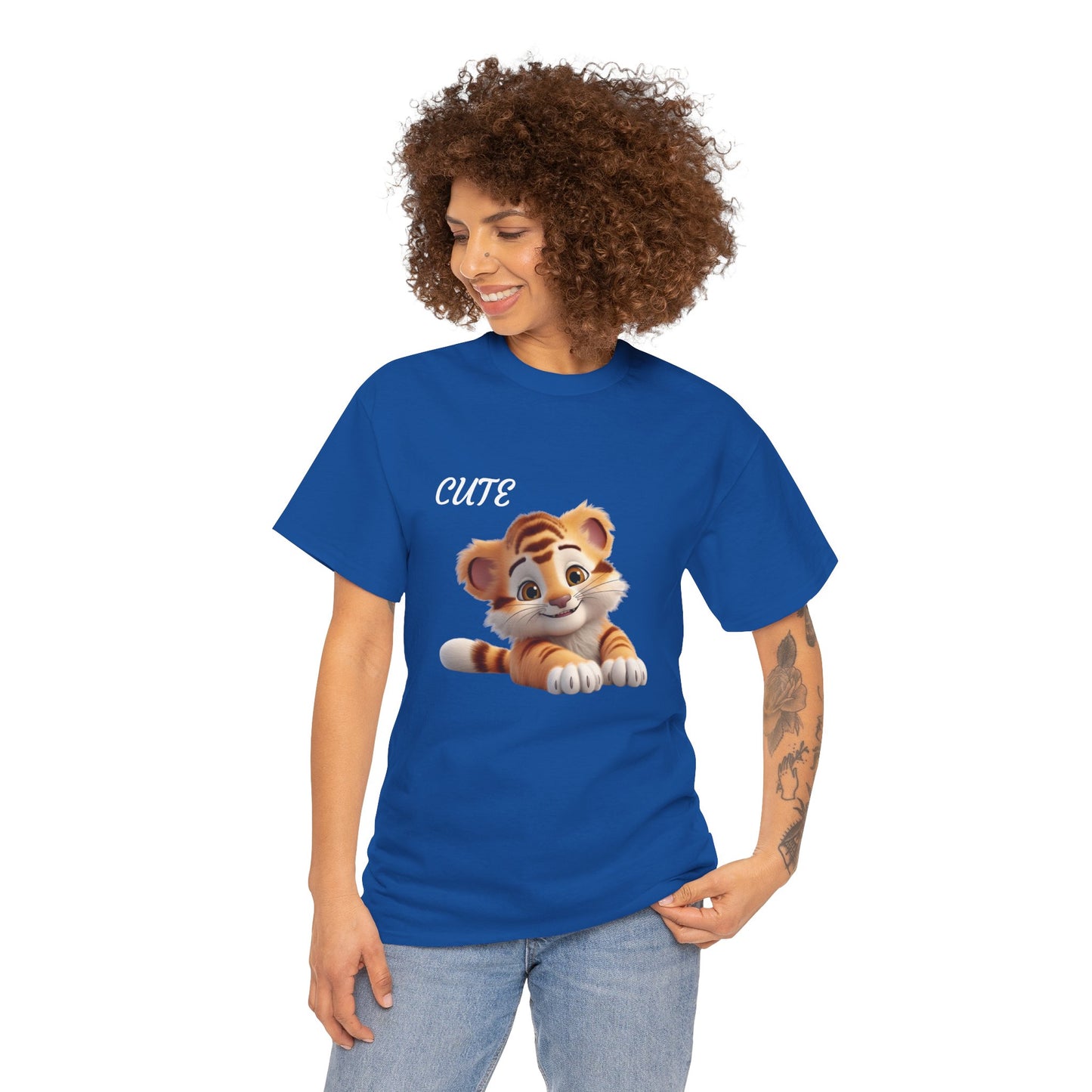 Princess Grace Cute Tiger Graphic Unisex Heavy Cotton Tee Perfect for Animal Lovers