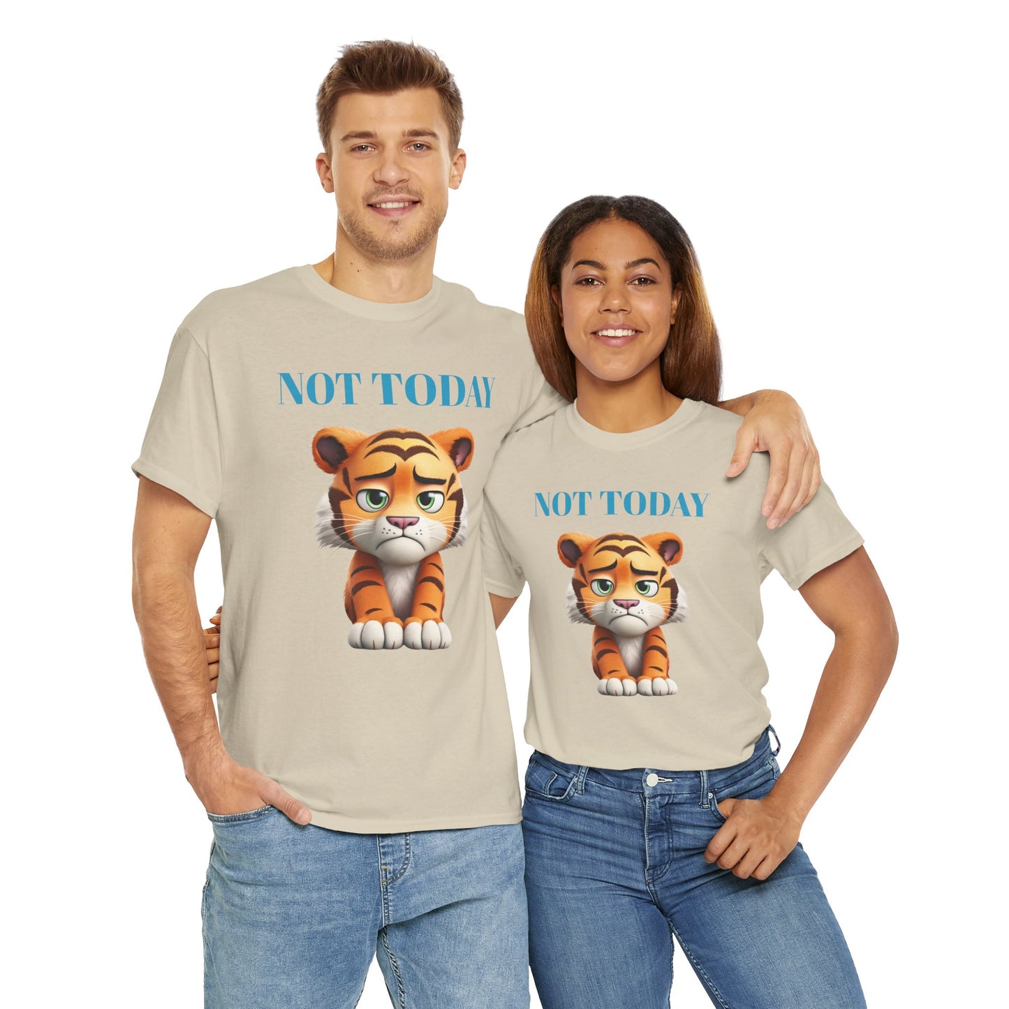 Princess Grace Not Today Tiger Unisex Heavy Cotton Tee Casual Fun Cat Graphic Shirt