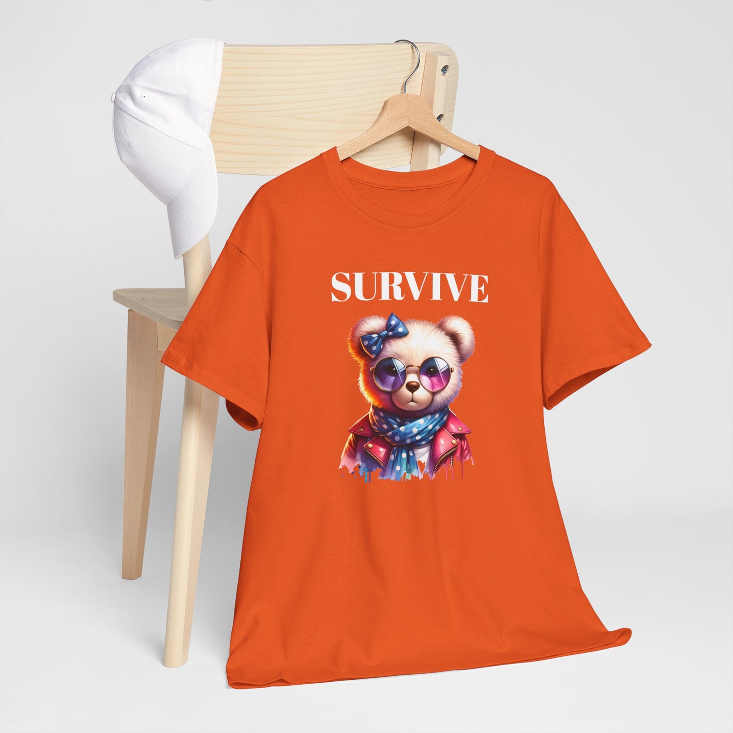 Princess Grace Cute Panda Illustration "Survive" Unisex Heavy Cotton Tee