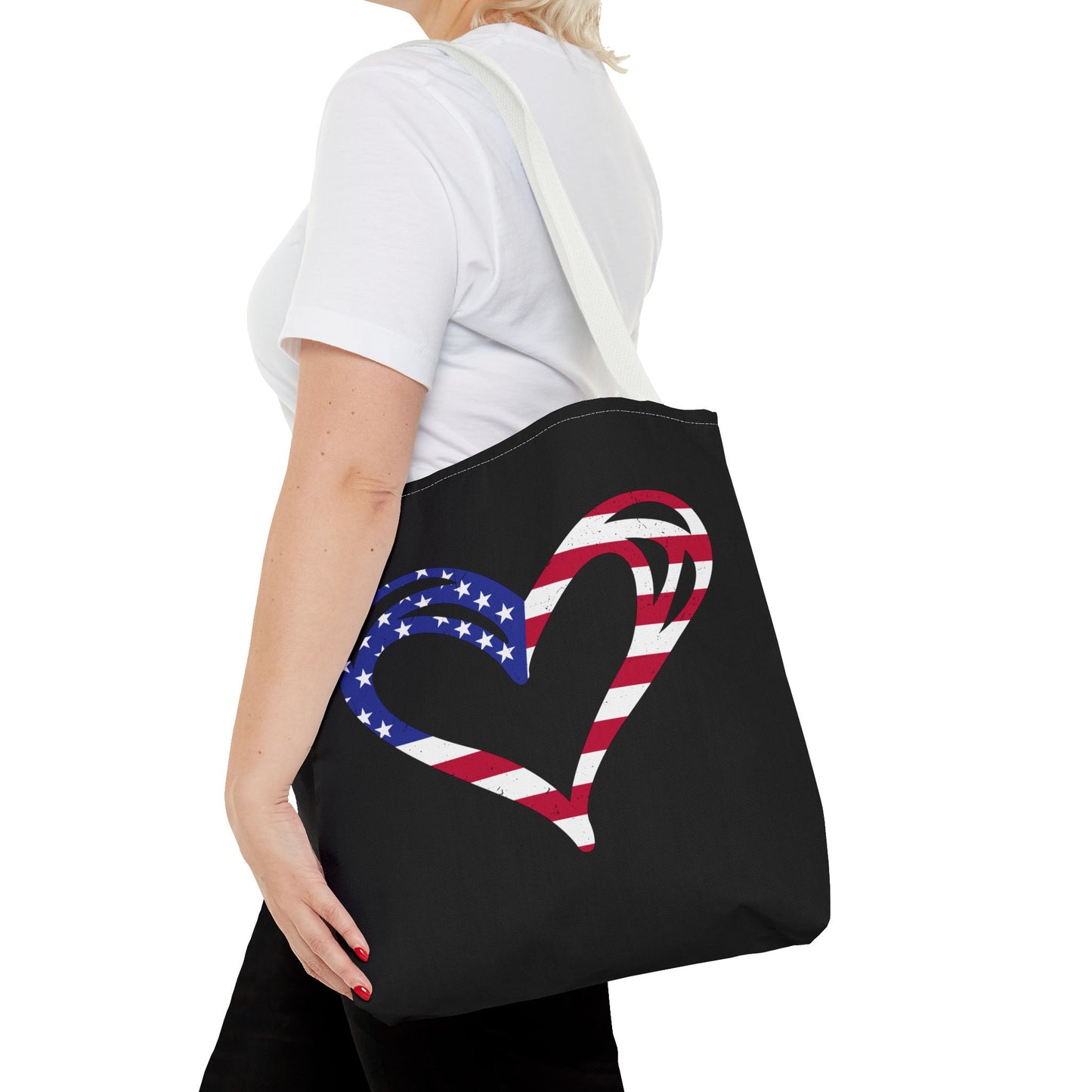 Princess Grace Patriotic Heart Tote Bag Love for America Design