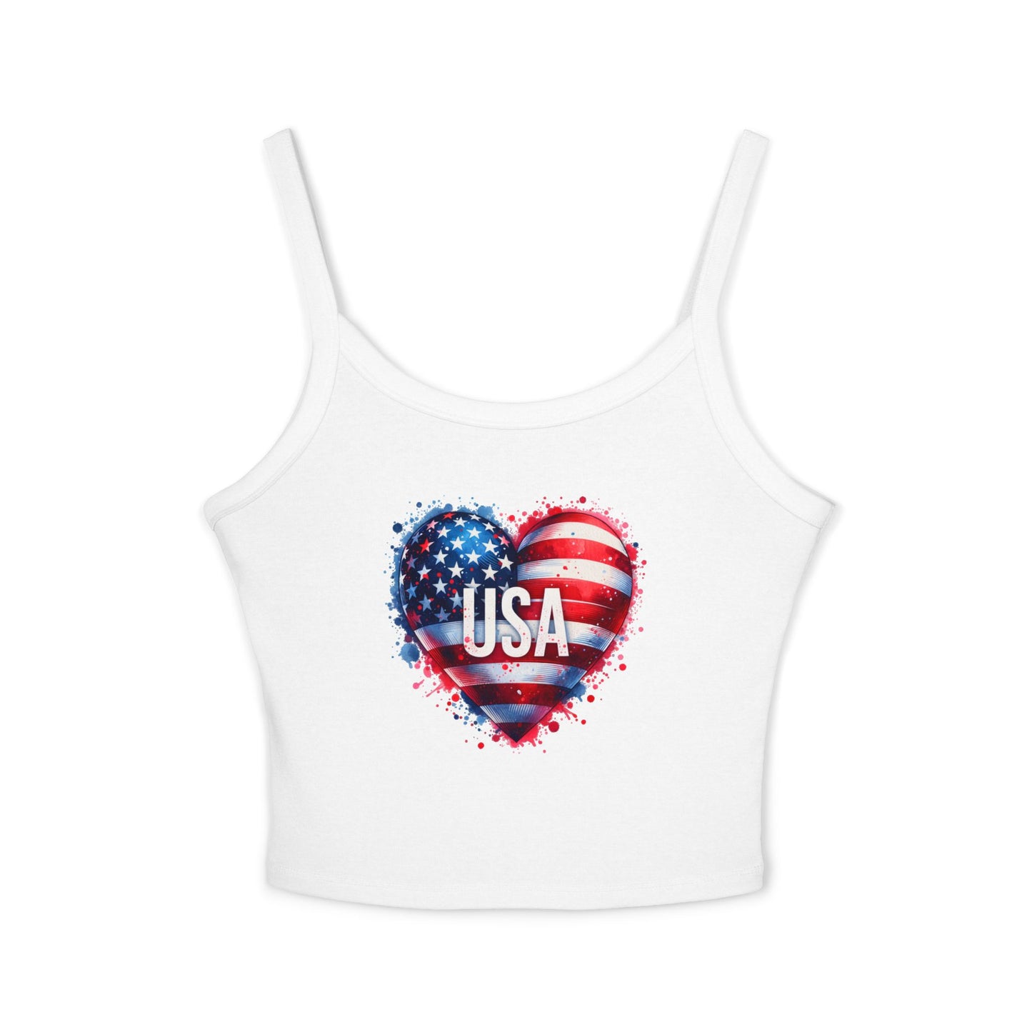 Princess Grace Patriotic Women's Spaghetti Strap Tank Top USA Heart Design