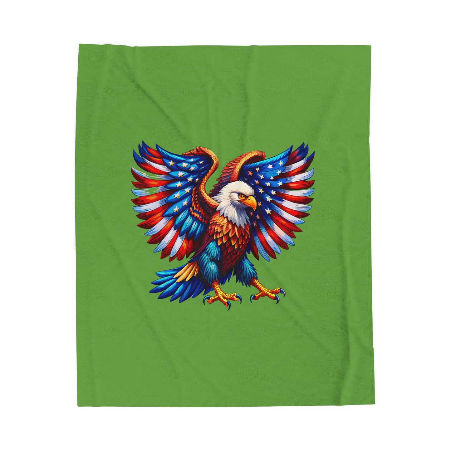 Princess Grace Patriotic Eagle Velveteen Plush Blanket Cozy Americana Home Decor