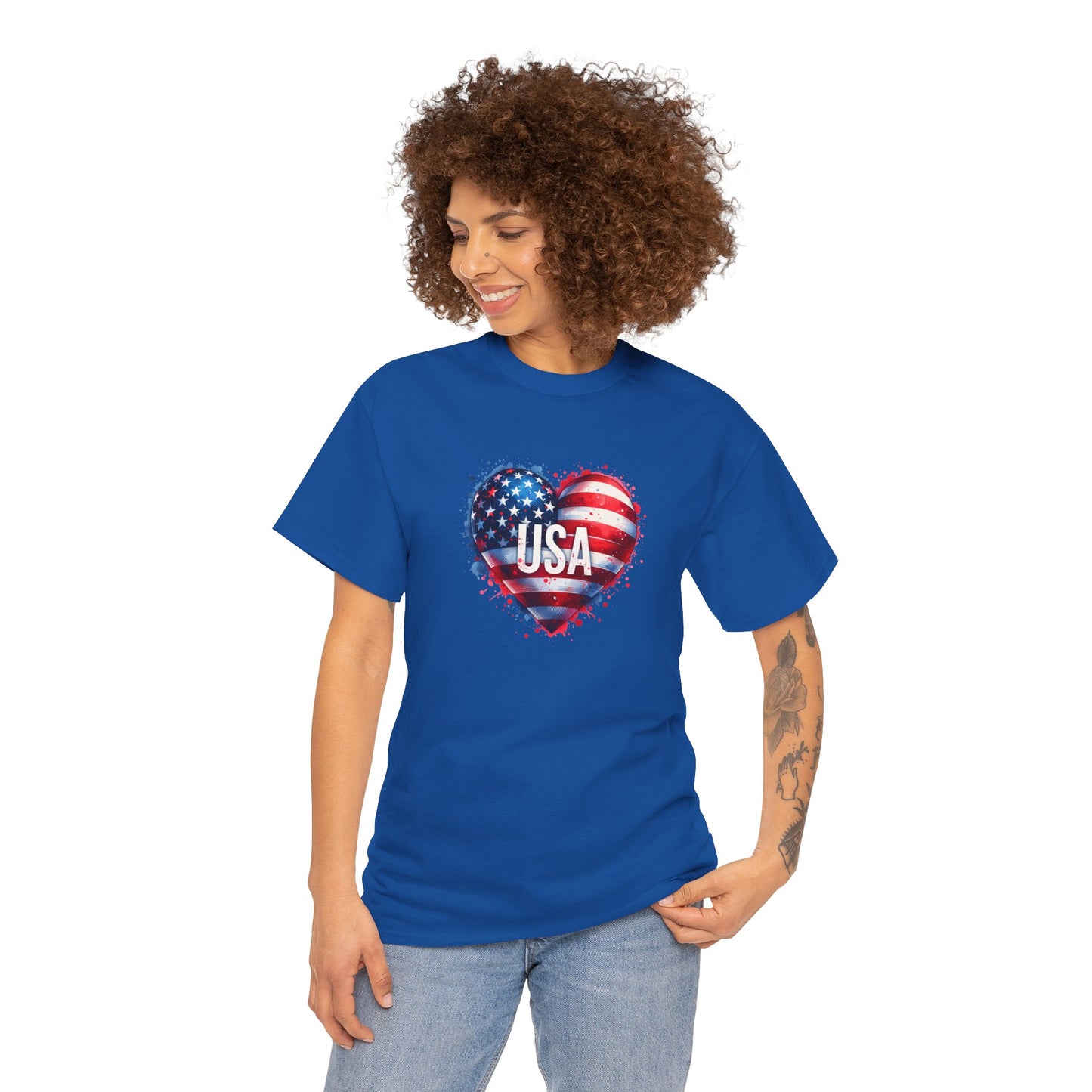 Princess Grace Patriotic Heart Unisex Cotton Tee USA Freedom Shirt